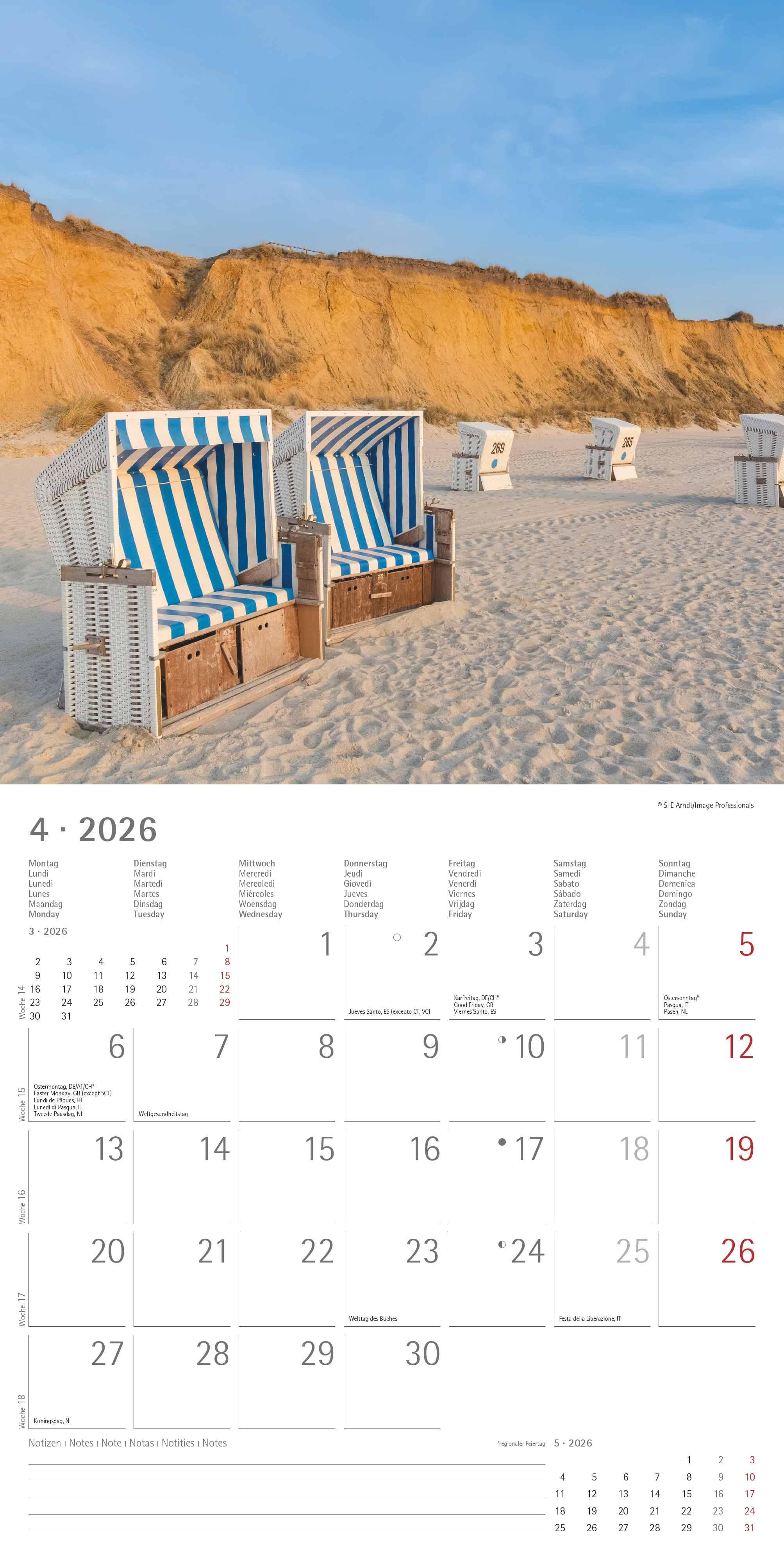 Beispielinhalt (Bild) Seeblick 2026 - Broschürenkalender 30x30 cm (30x60 geöffnet) - Kalender mit Platz für Notizen - Sea View - Bildkalender - Wandplaner - Wandkalender
