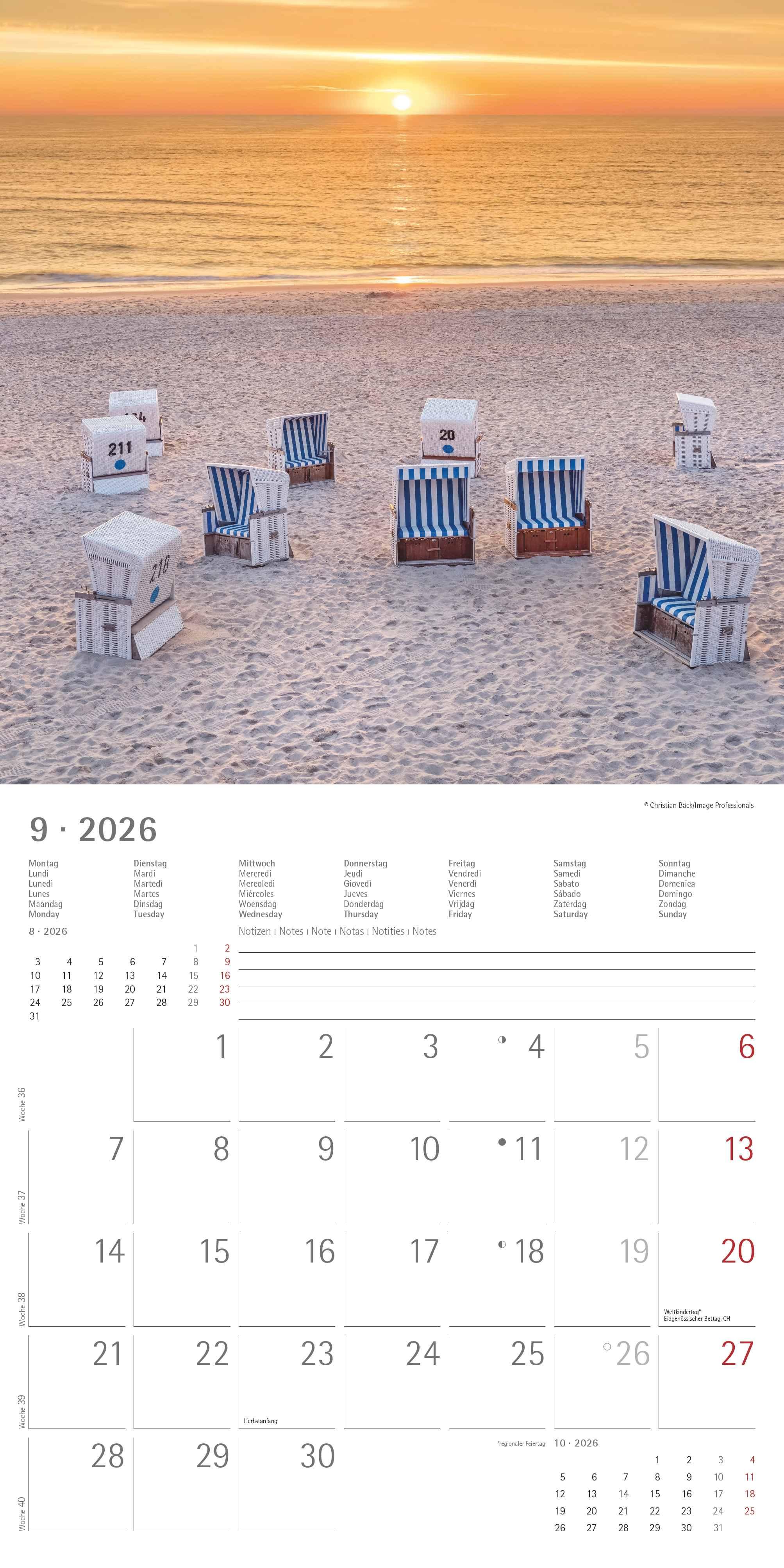 Beispielinhalt (Bild) Seeblick 2026 - Broschürenkalender 30x30 cm (30x60 geöffnet) - Kalender mit Platz für Notizen - Sea View - Bildkalender - Wandplaner - Wandkalender
