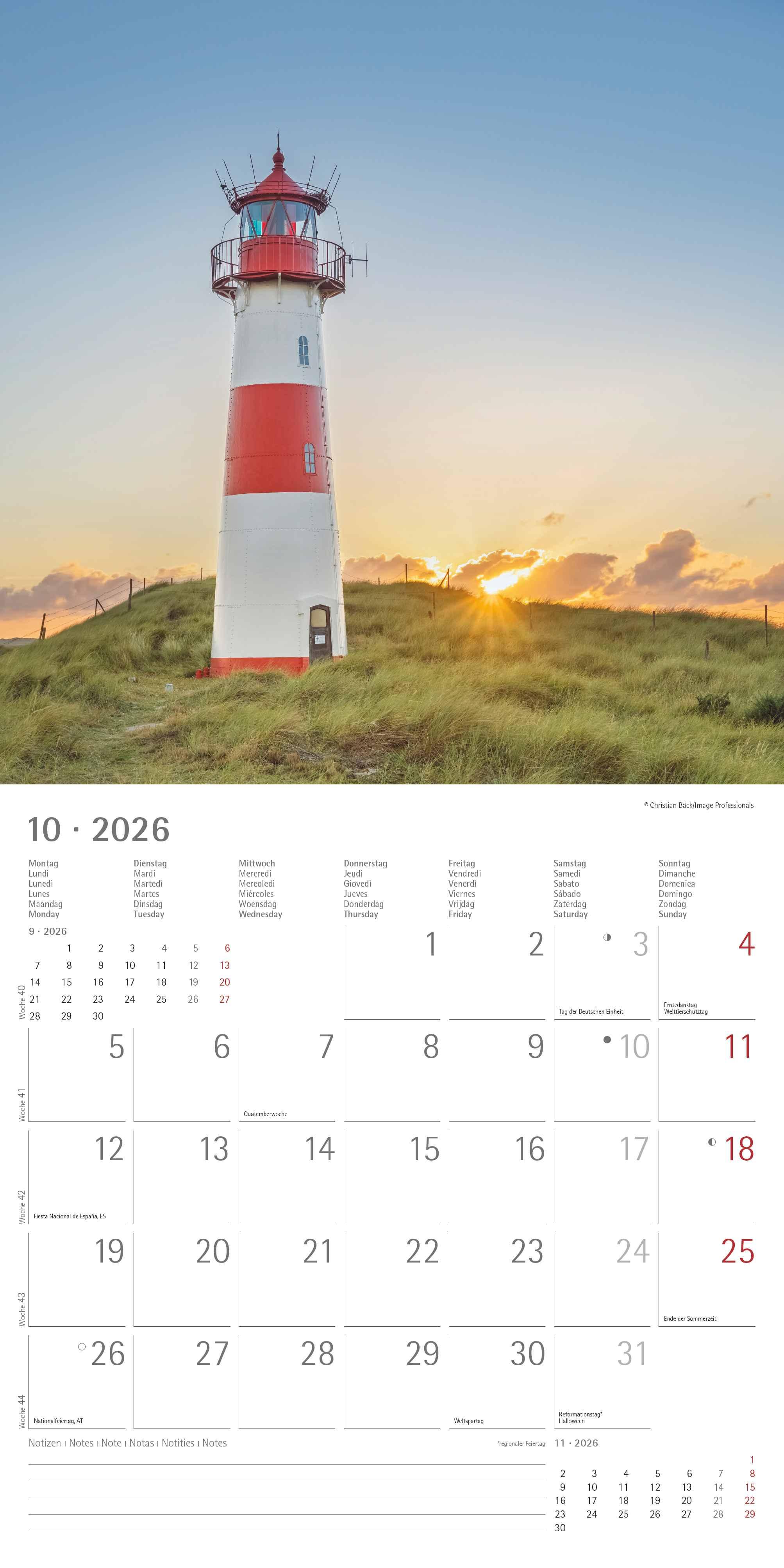Beispielinhalt (Bild) Seeblick 2026 - Broschürenkalender 30x30 cm (30x60 geöffnet) - Kalender mit Platz für Notizen - Sea View - Bildkalender - Wandplaner - Wandkalender