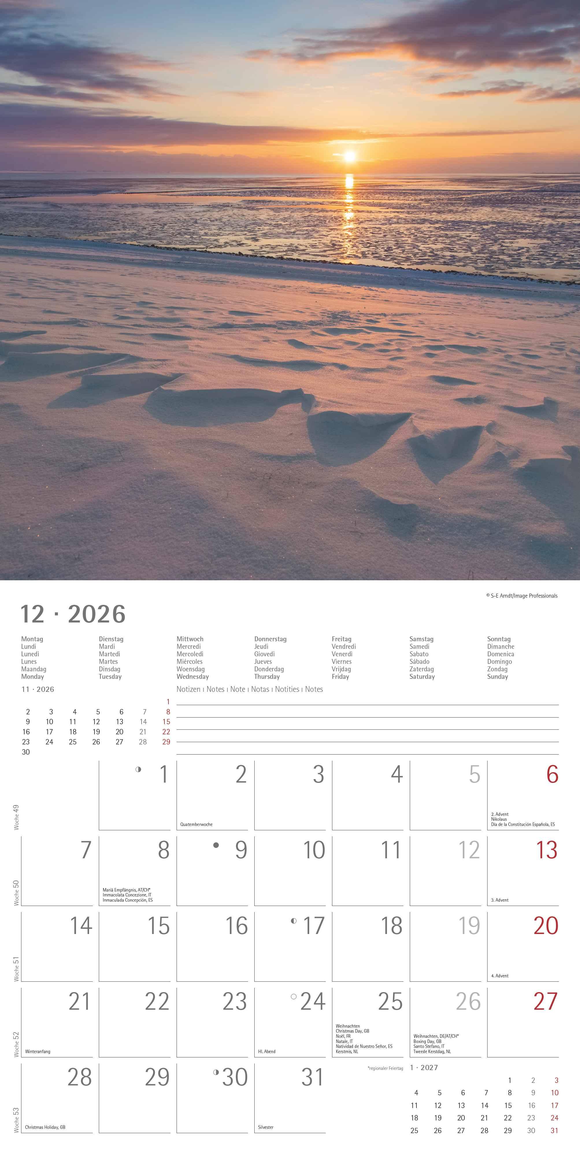 Beispielinhalt (Bild) Seeblick 2026 - Broschürenkalender 30x30 cm (30x60 geöffnet) - Kalender mit Platz für Notizen - Sea View - Bildkalender - Wandplaner - Wandkalender