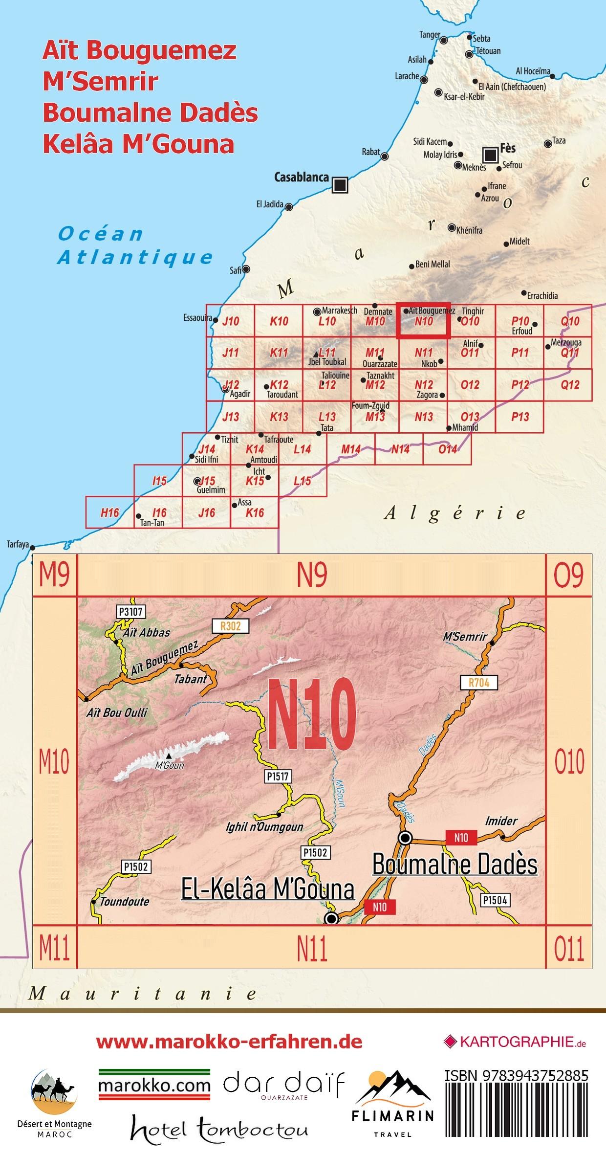 Rückseitencover N10: Aït Bouguemez - M'Semrir - Boumalne Dadès - Kelâa M'Gouna + Straße der Kasbahs III + GPS-Waypoints
