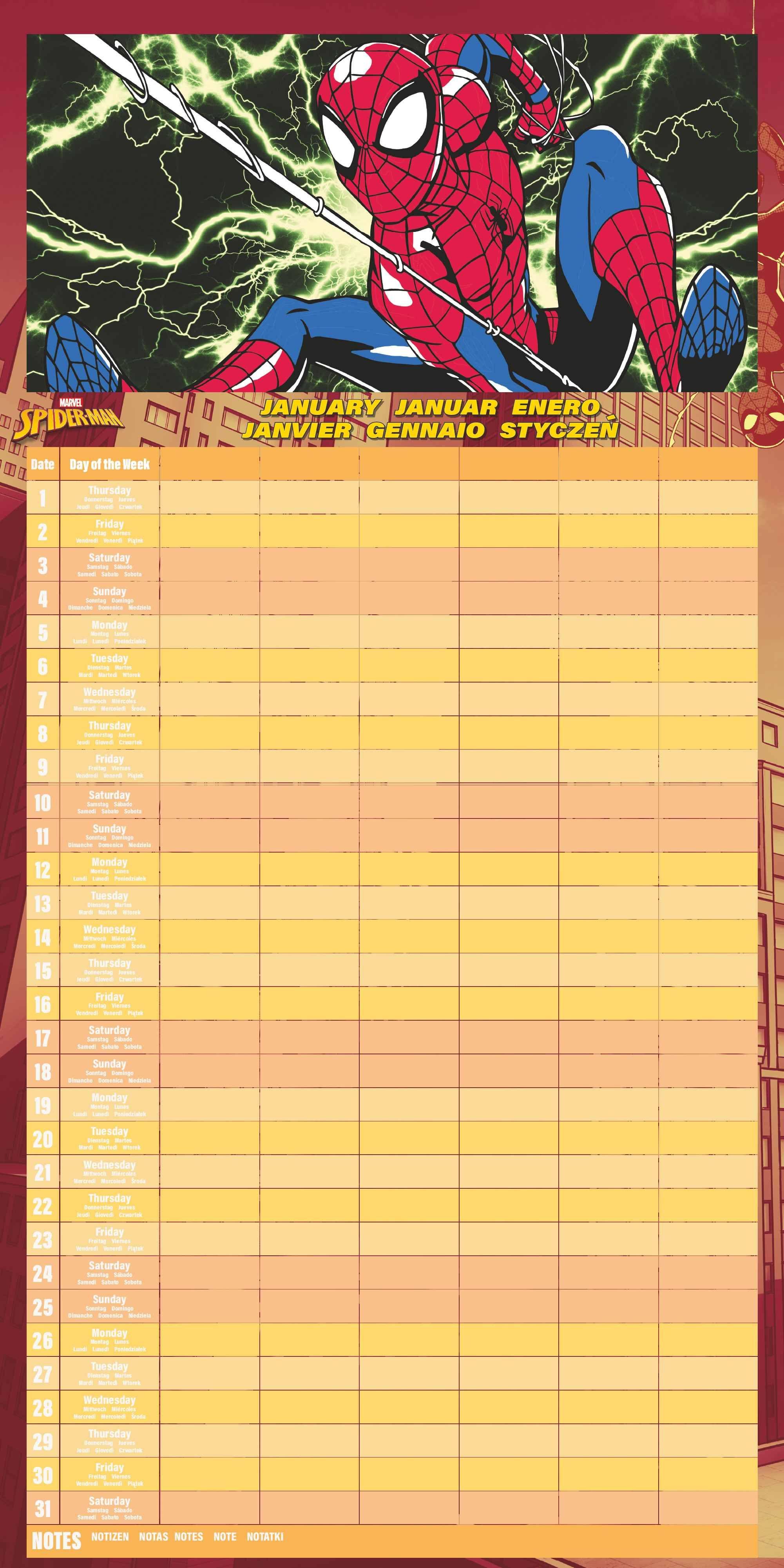 Beispielinhalt (Bild) SPIDER-MAN Familienplaner  im Format 30 x 30