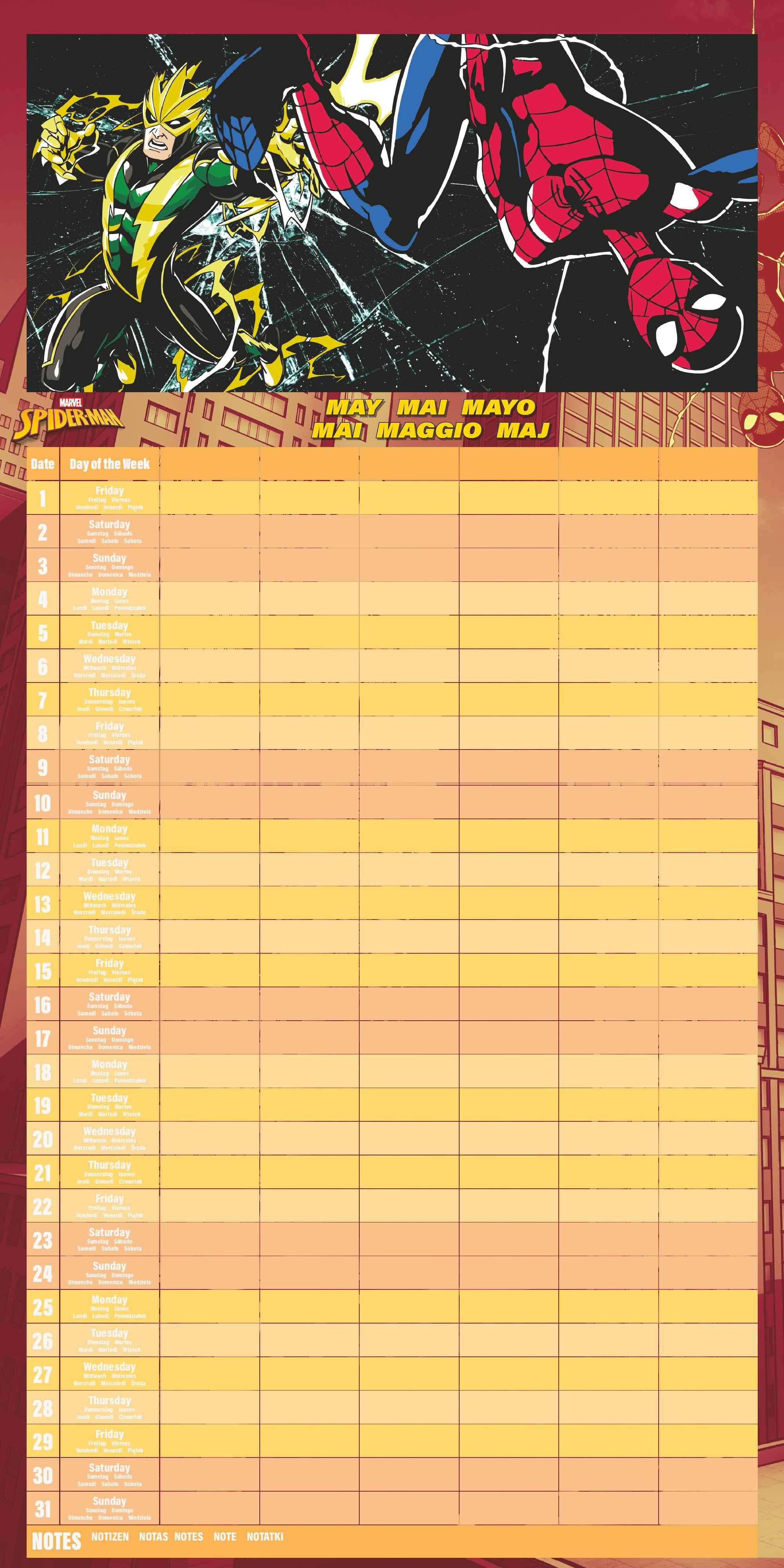 Beispielinhalt (Bild) SPIDER-MAN Familienplaner  im Format 30 x 30