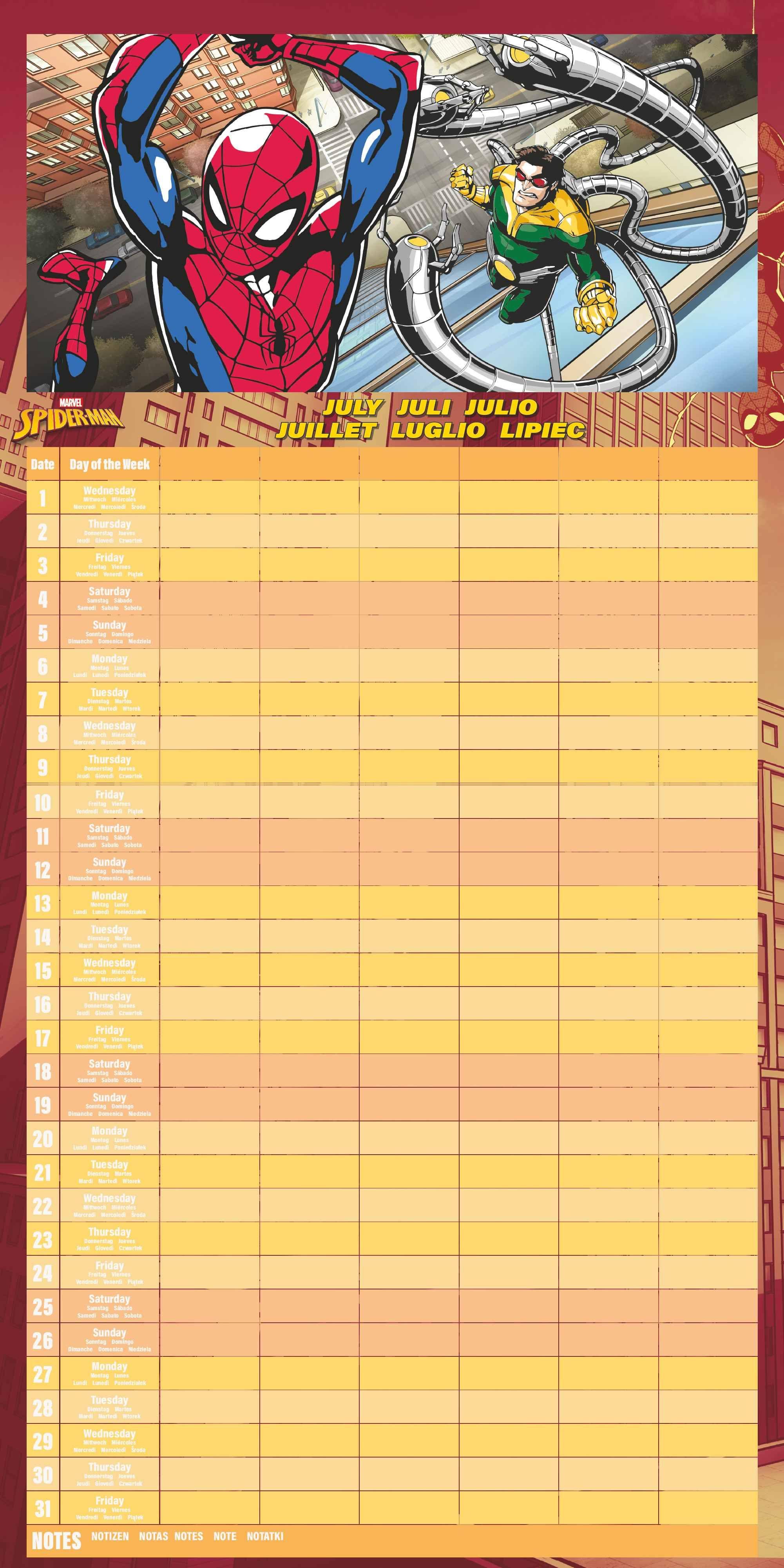 Beispielinhalt (Bild) SPIDER-MAN Familienplaner  im Format 30 x 30