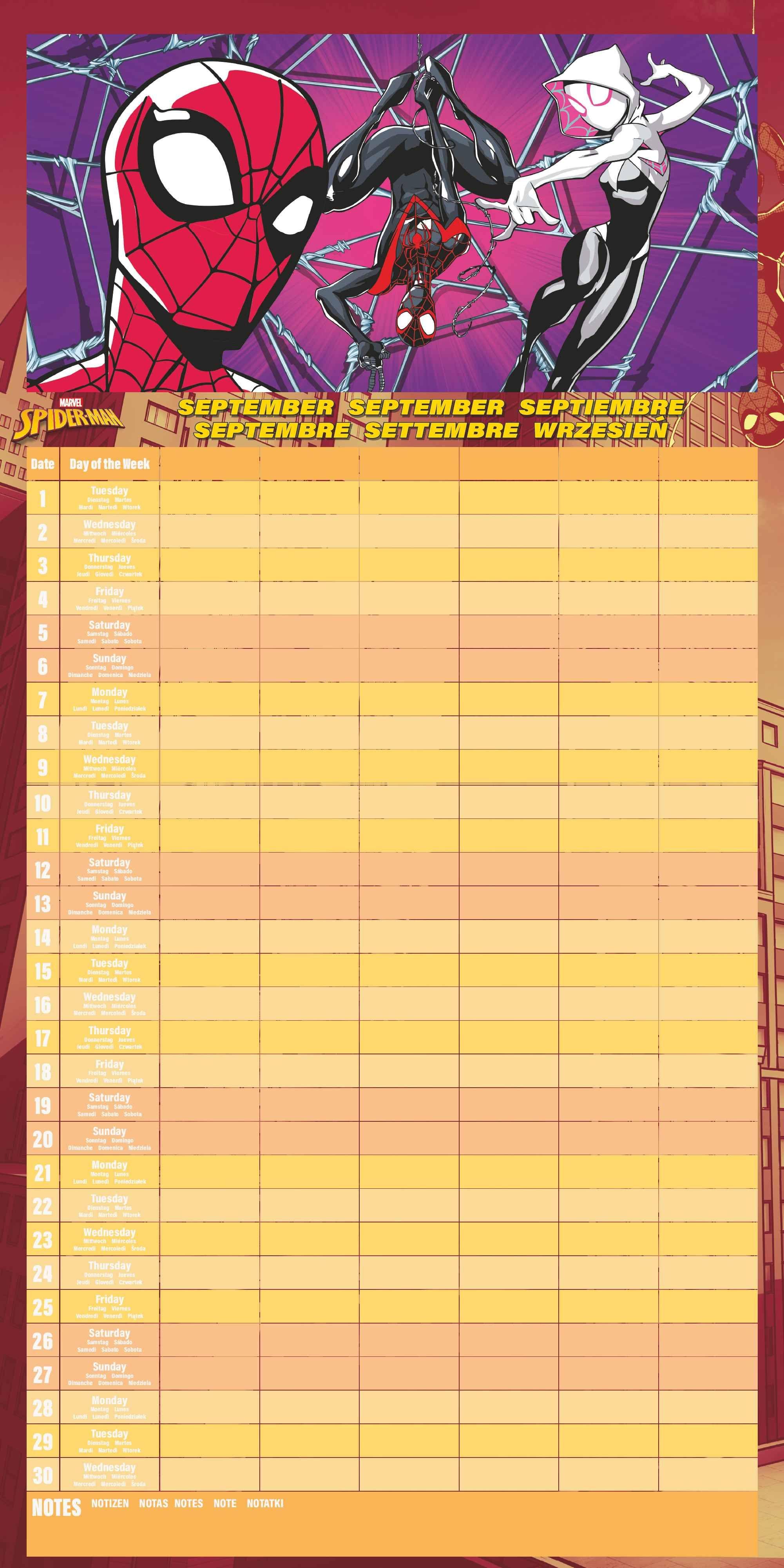 Beispielinhalt (Bild) SPIDER-MAN Familienplaner  im Format 30 x 30