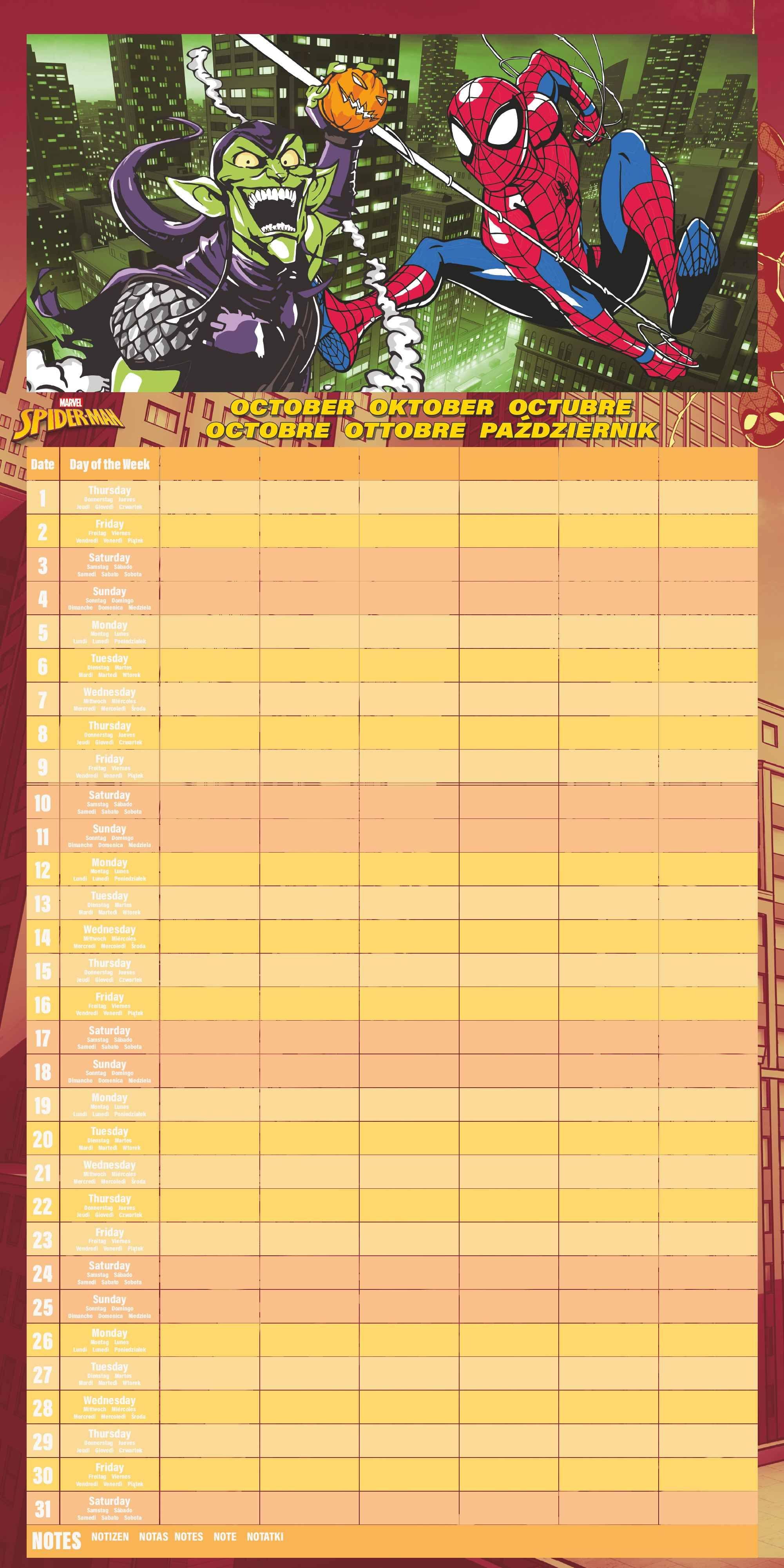 Beispielinhalt (Bild) SPIDER-MAN Familienplaner  im Format 30 x 30