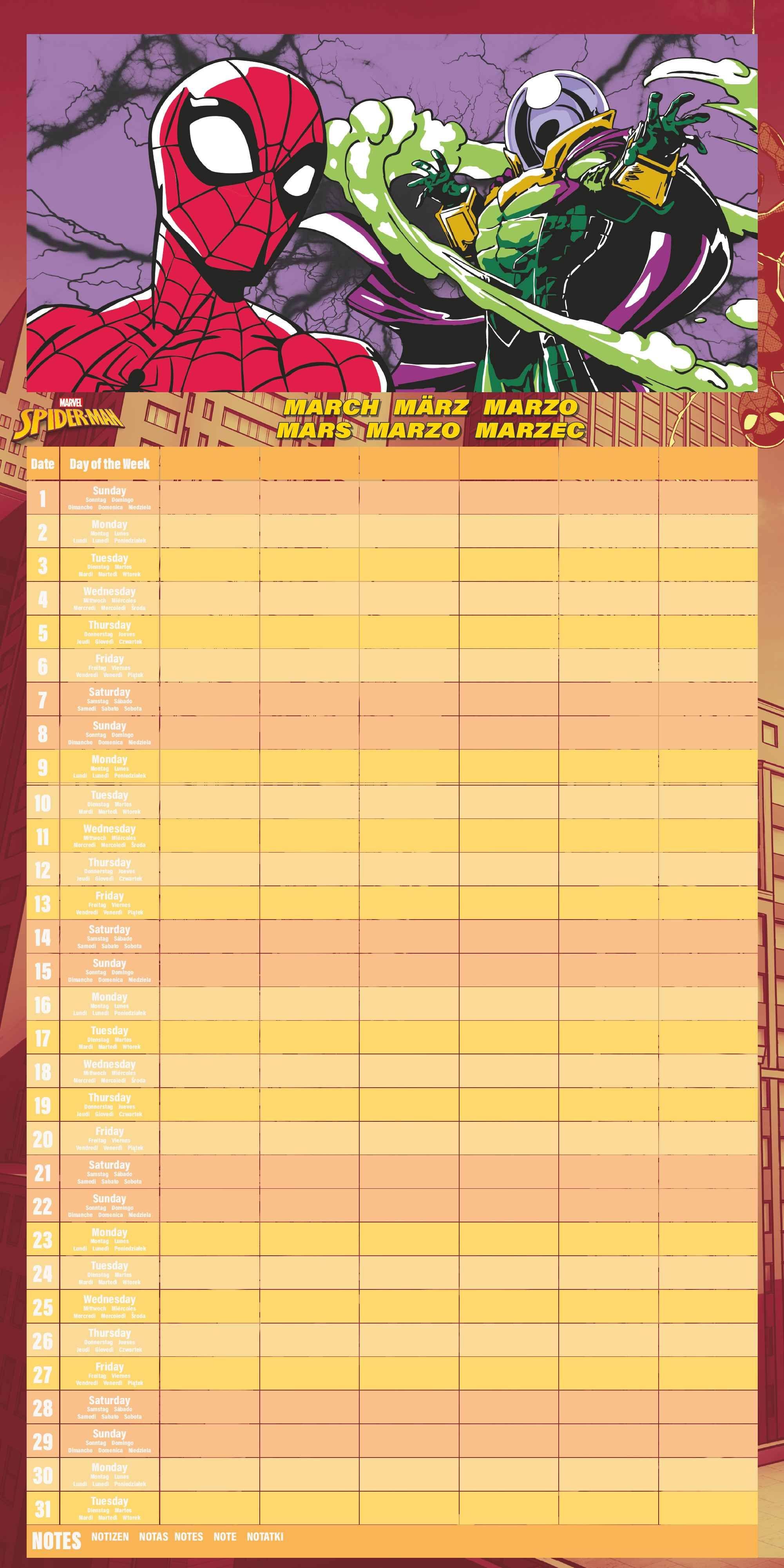 Beispielinhalt (Bild) SPIDER-MAN Familienplaner  im Format 30 x 30