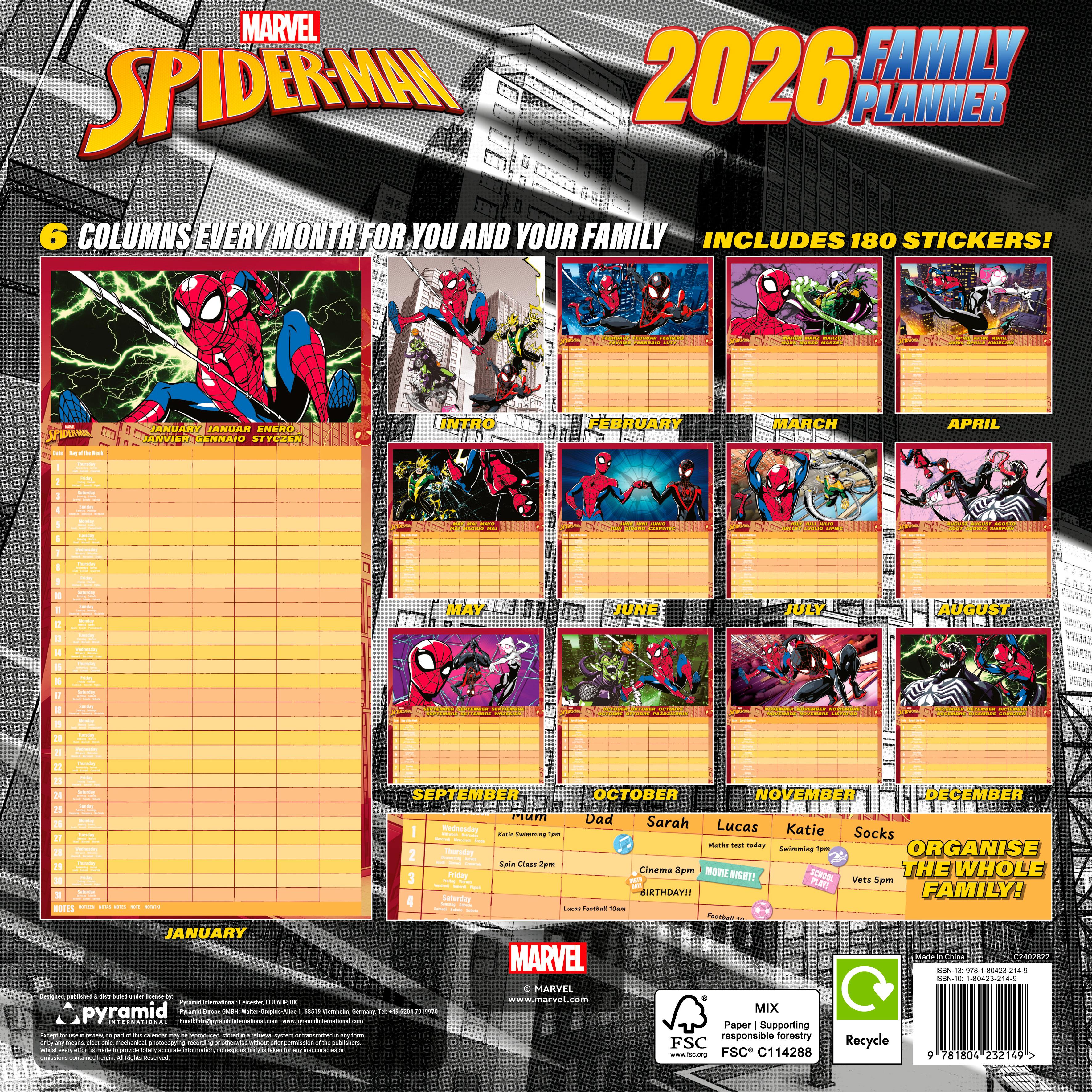 Rückseitencover SPIDER-MAN Familienplaner  im Format 30 x 30