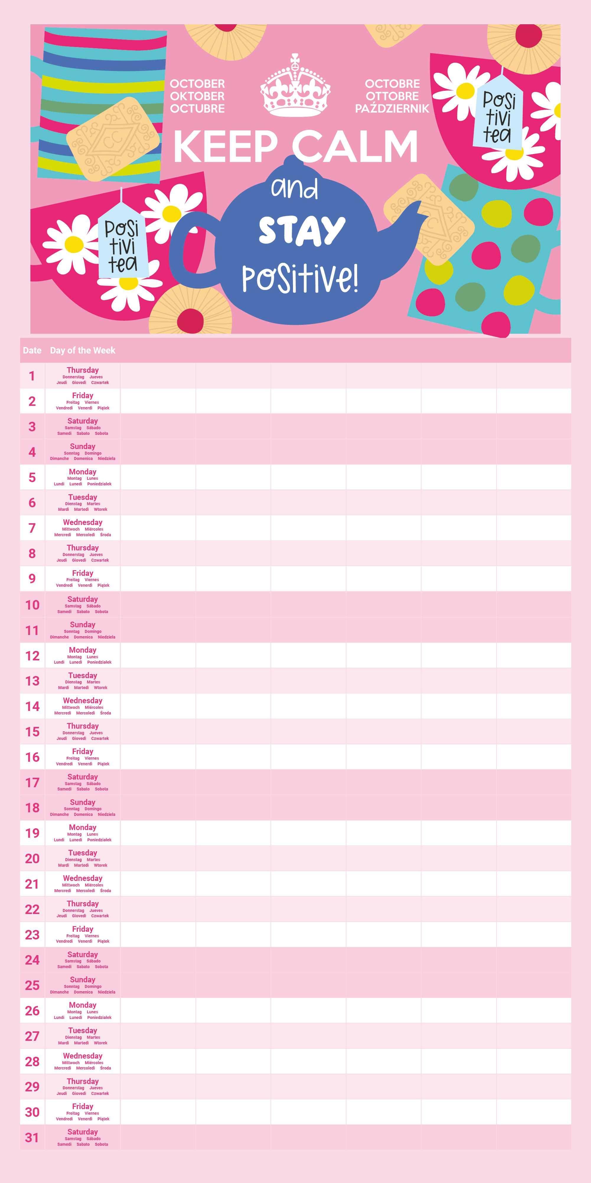 Beispielinhalt (Bild) KEEP CALM Familienplaner im Format 30 x 30