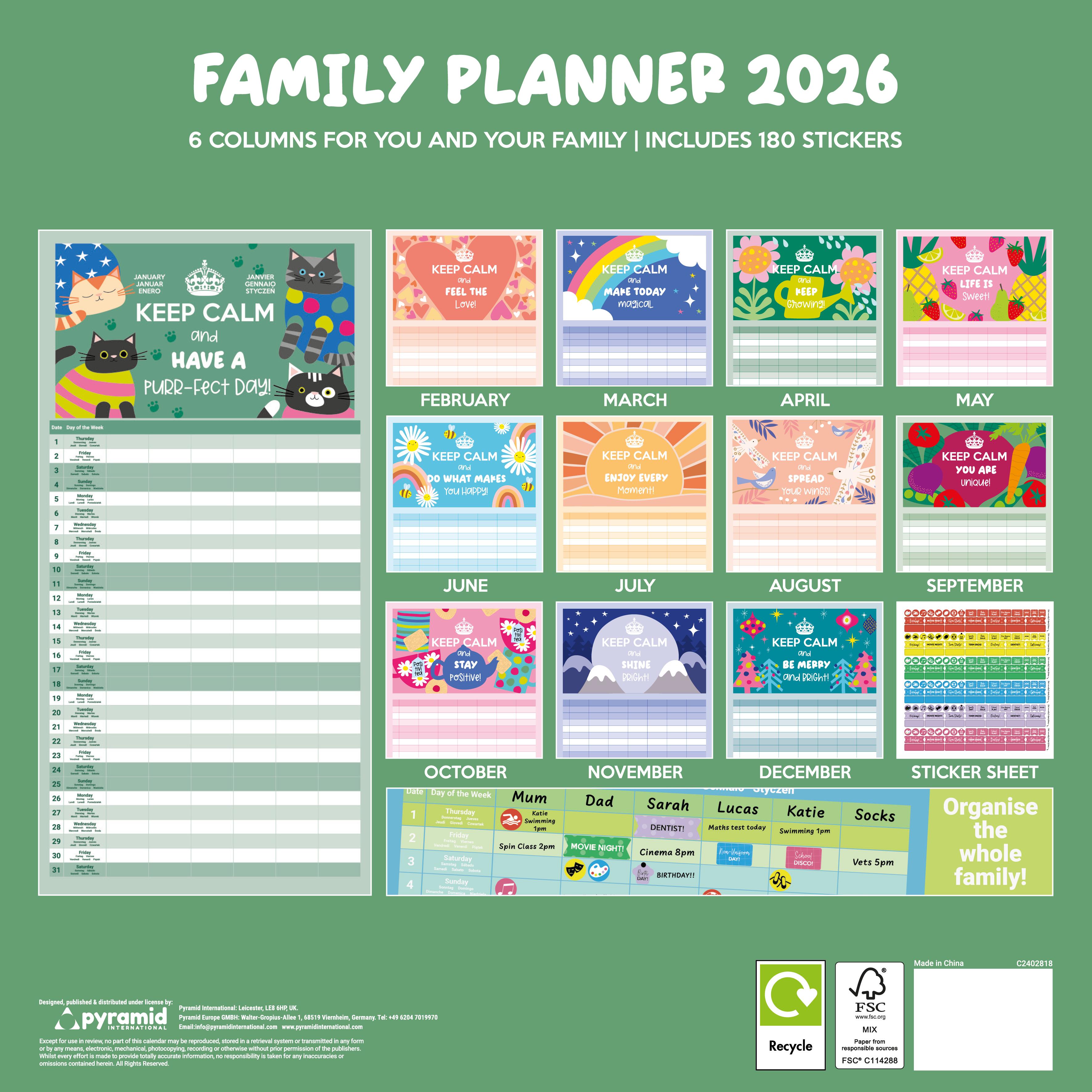 Rückseitencover KEEP CALM Familienplaner im Format 30 x 30