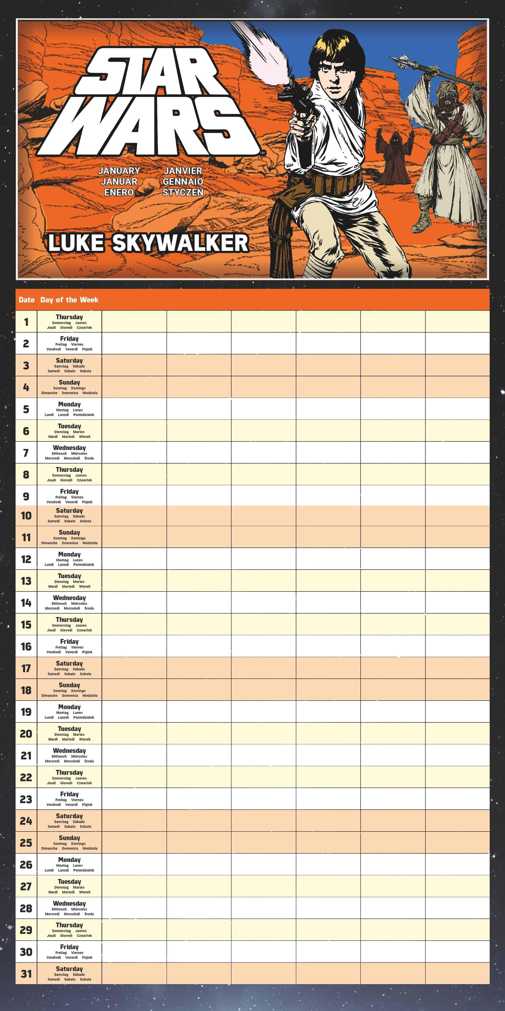 Beispielinhalt (Bild) STAR WARS Familienplaner im Format 30 x 30