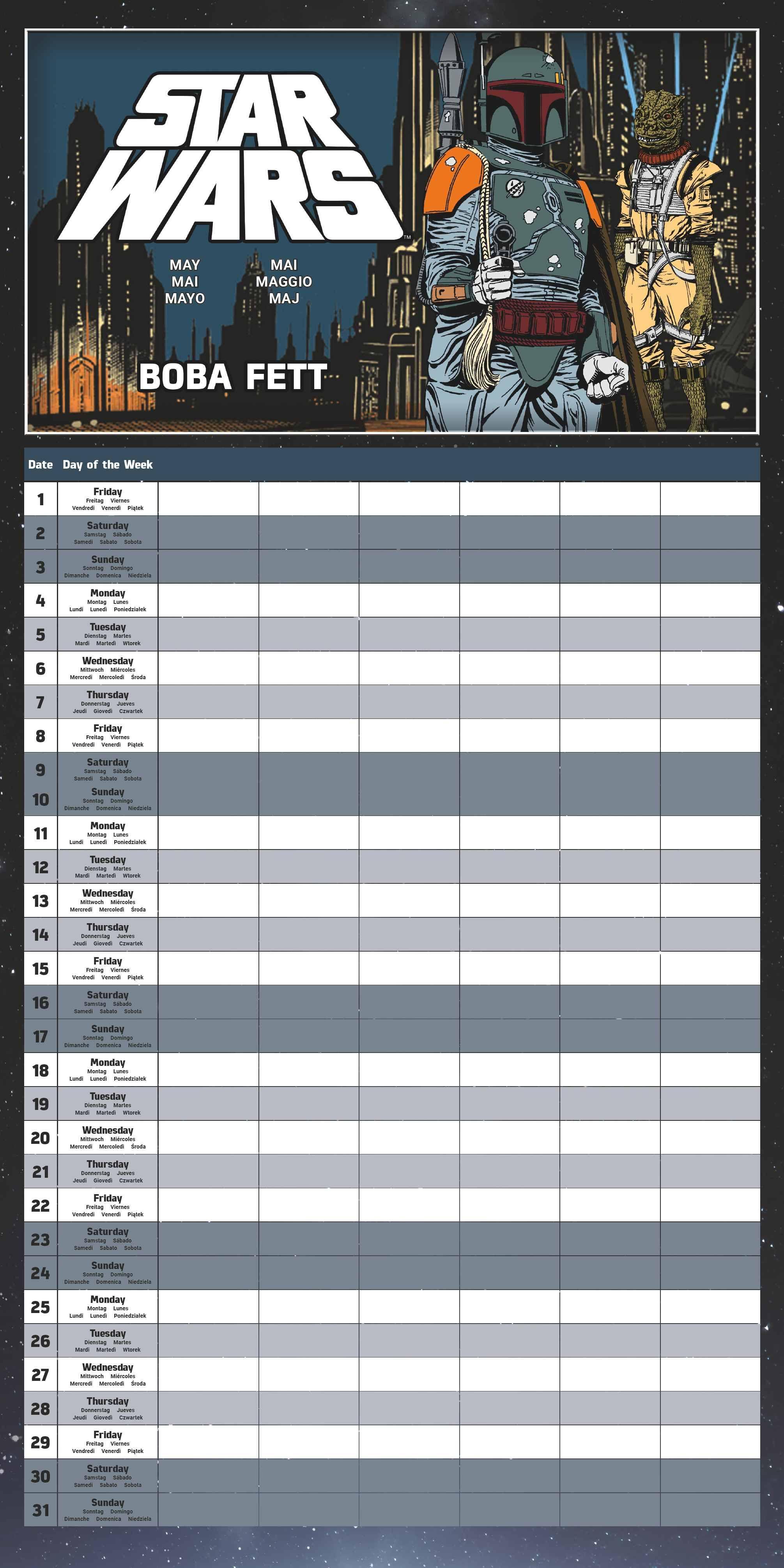 Beispielinhalt (Bild) STAR WARS Familienplaner im Format 30 x 30