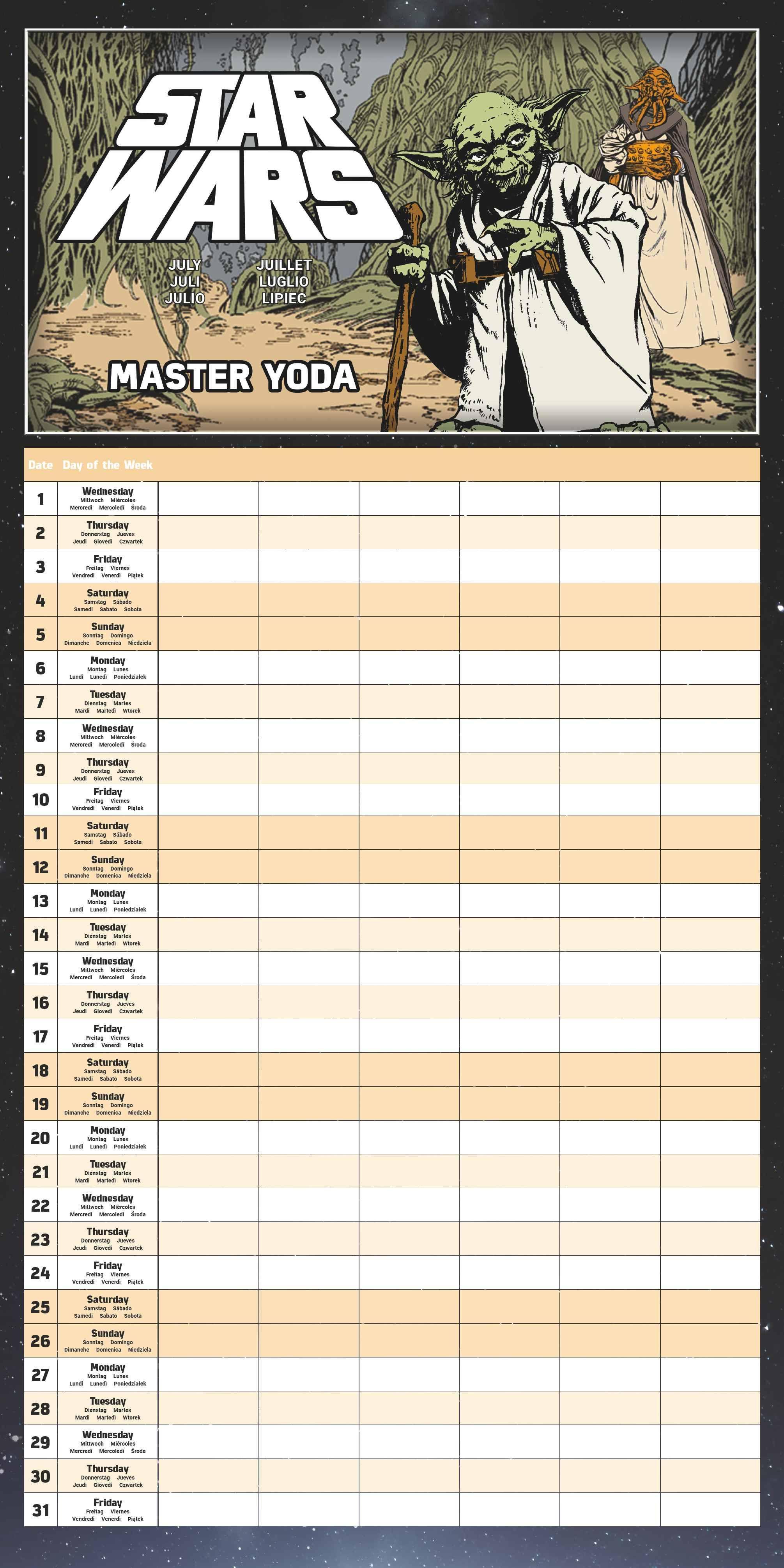 Beispielinhalt (Bild) STAR WARS Familienplaner im Format 30 x 30