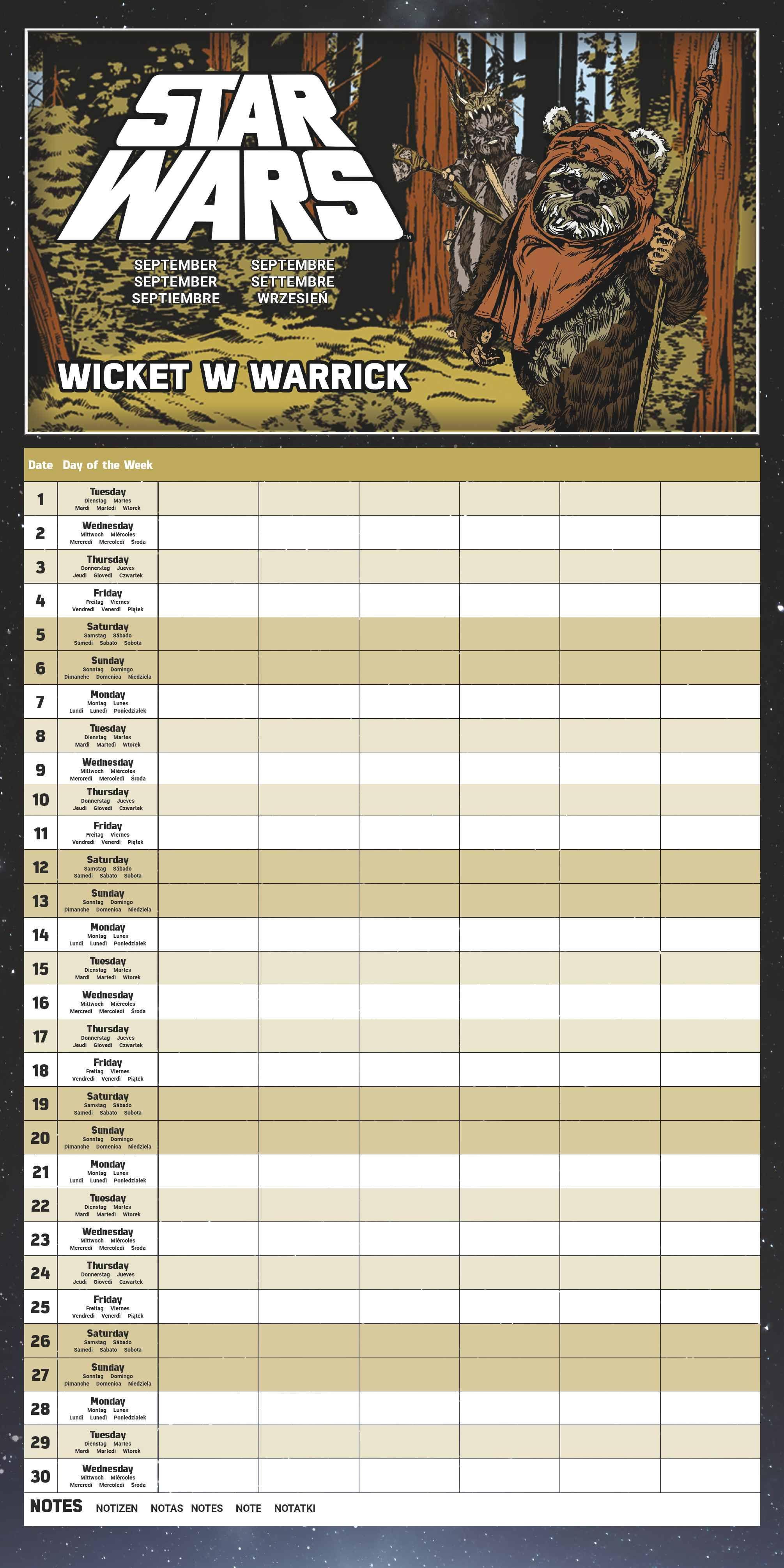 Beispielinhalt (Bild) STAR WARS Familienplaner im Format 30 x 30