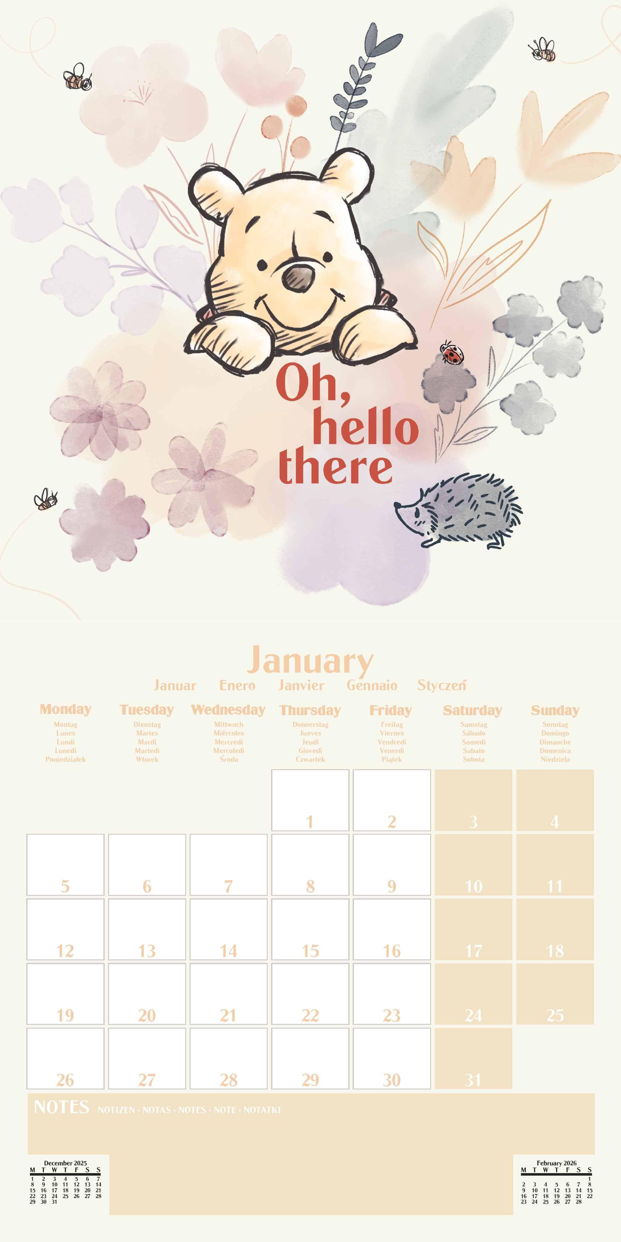 Beispielinhalt (Bild) WINNIE THE POOH Broschürenkalender 30 x 30