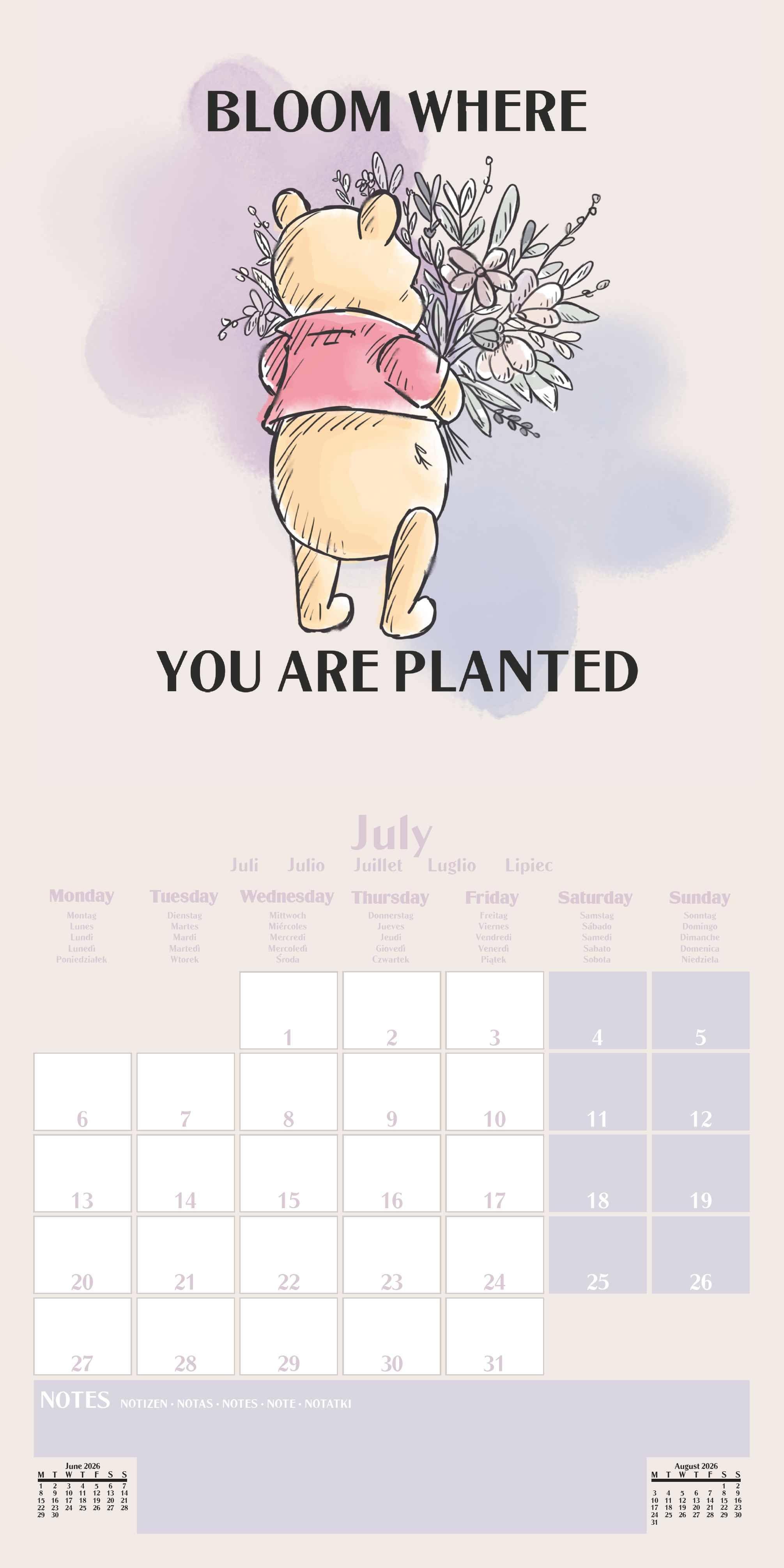 Beispielinhalt (Bild) WINNIE THE POOH Broschürenkalender 30 x 30