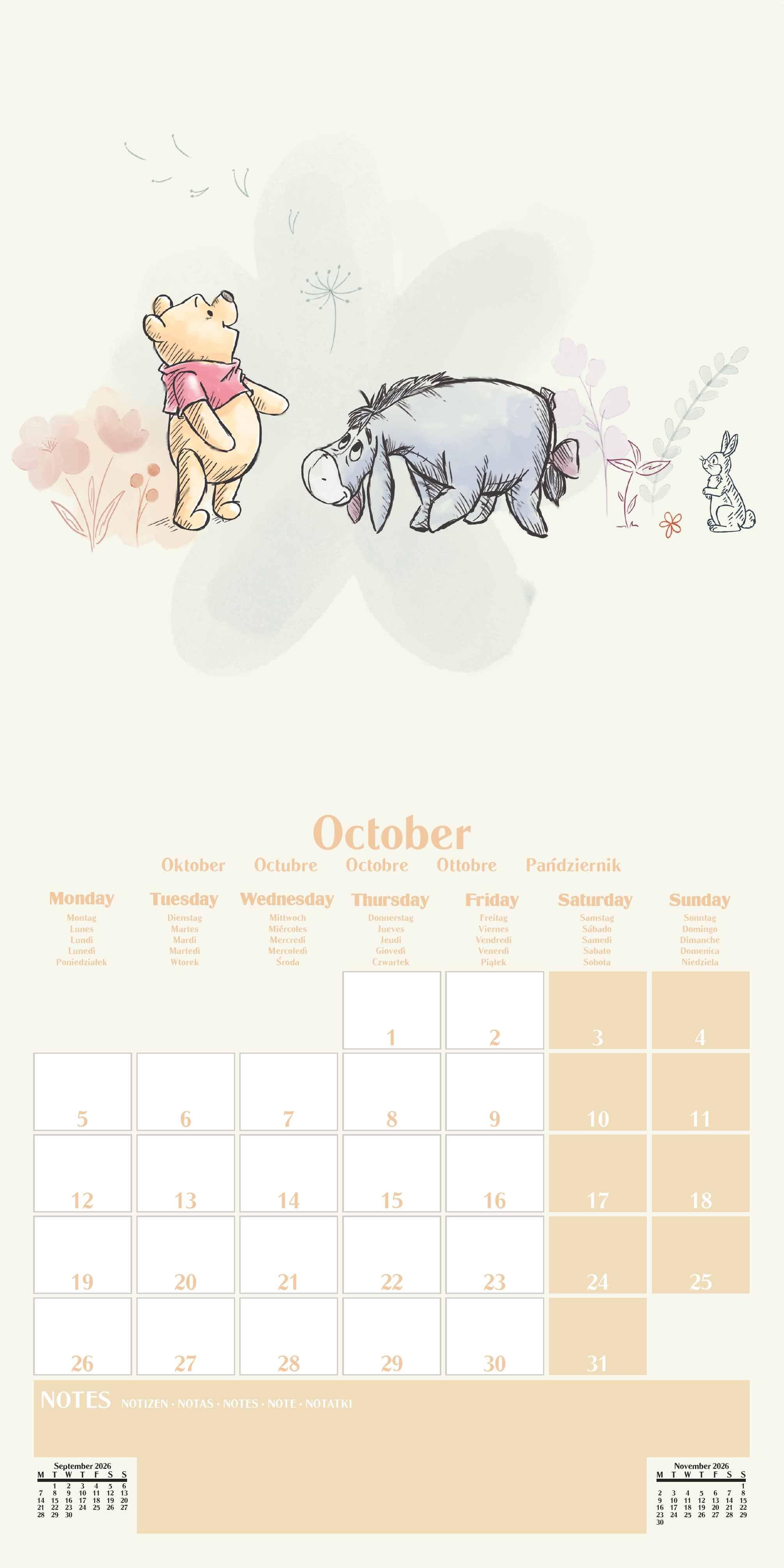 Beispielinhalt (Bild) WINNIE THE POOH Broschürenkalender 30 x 30