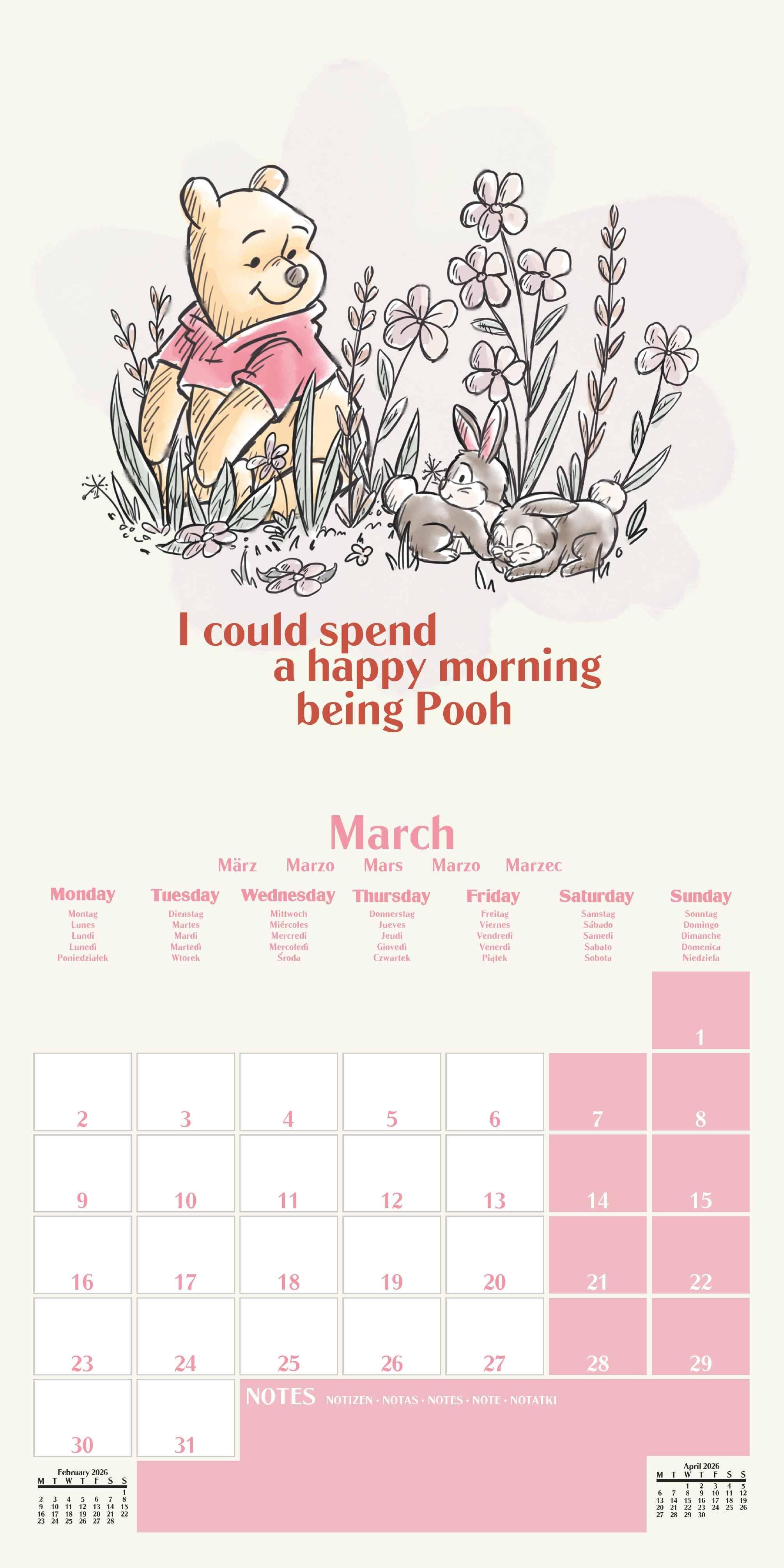 Beispielinhalt (Bild) WINNIE THE POOH Broschürenkalender 30 x 30