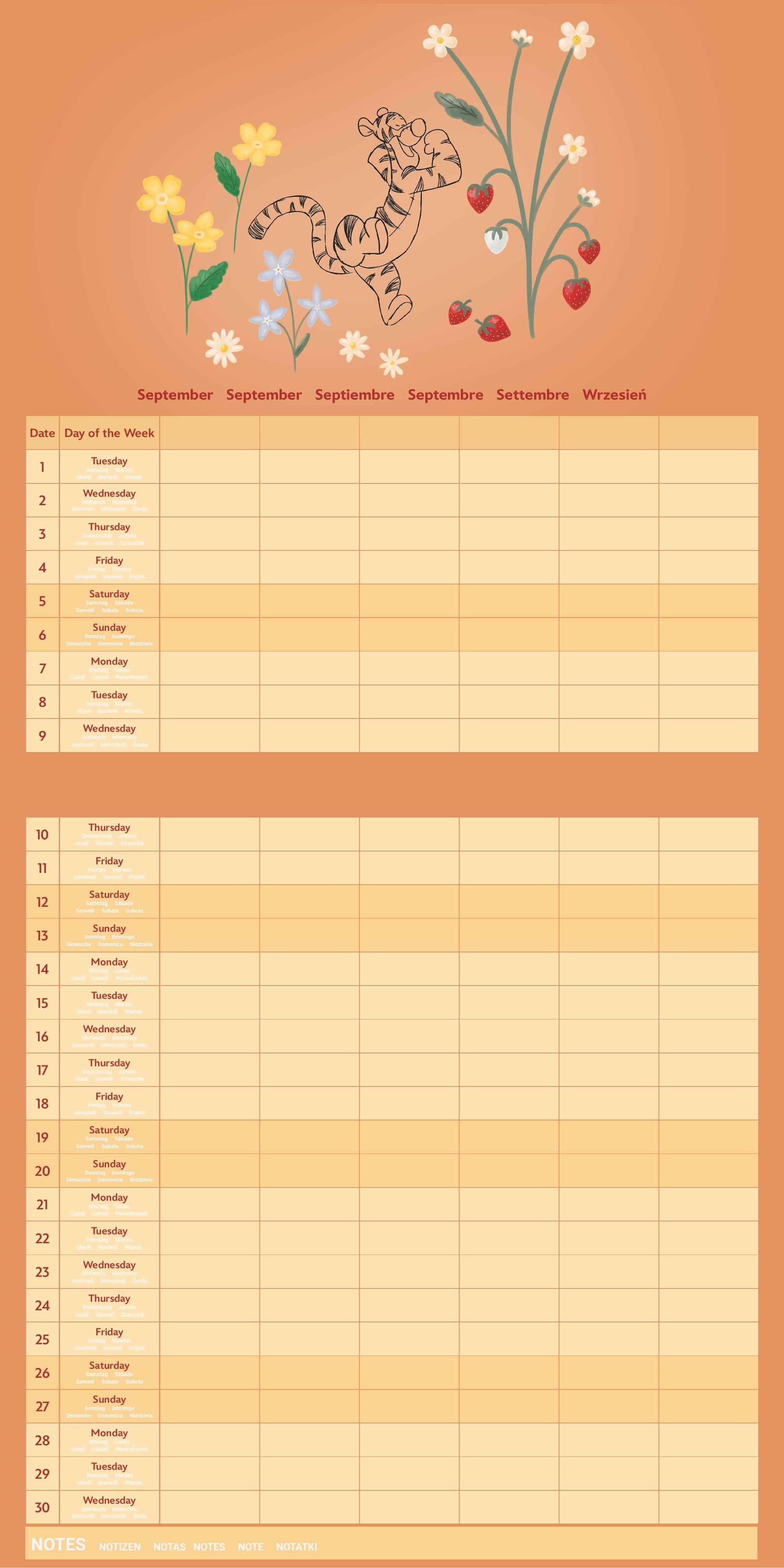 Beispielinhalt (Bild) WINNIE THE POOH Familienplaner im Format 30 x 30