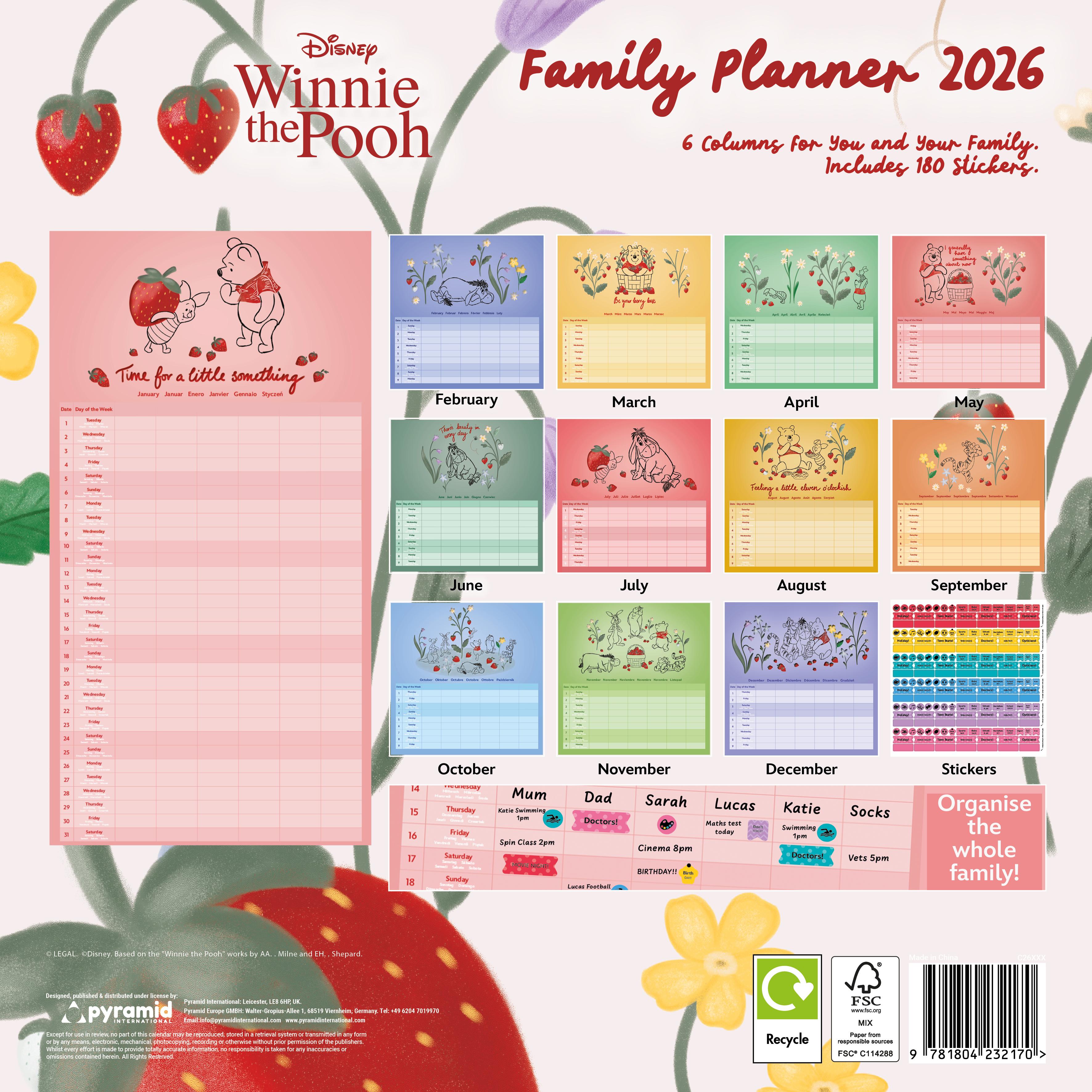 Rückseitencover WINNIE THE POOH Familienplaner im Format 30 x 30