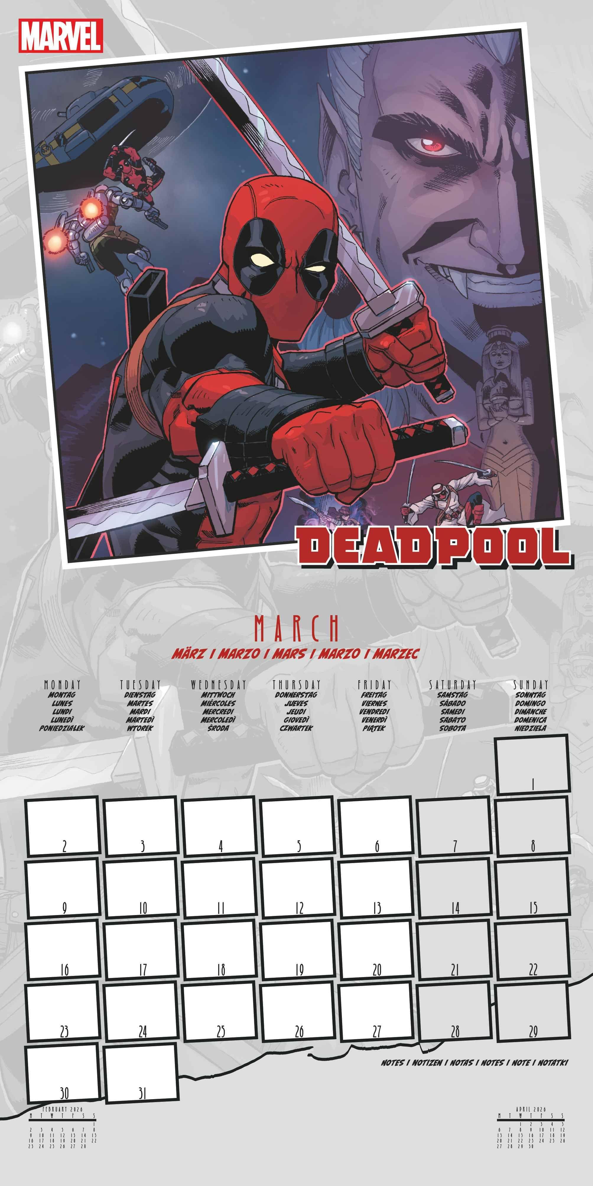 Beispielinhalt (Bild) DEADPOOL - Broschürenkalender im Format 30 x 30