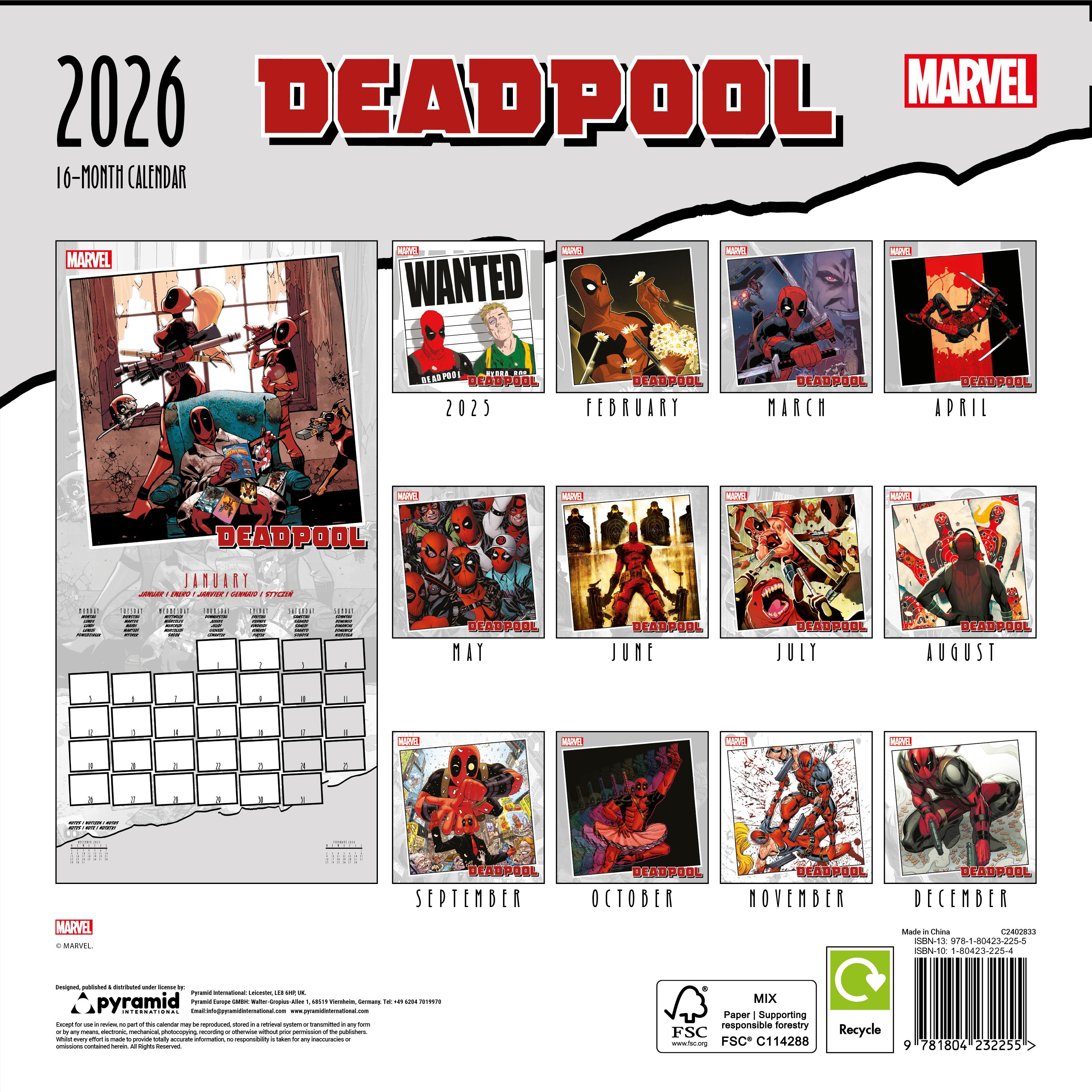 Rückseitencover DEADPOOL - Broschürenkalender im Format 30 x 30