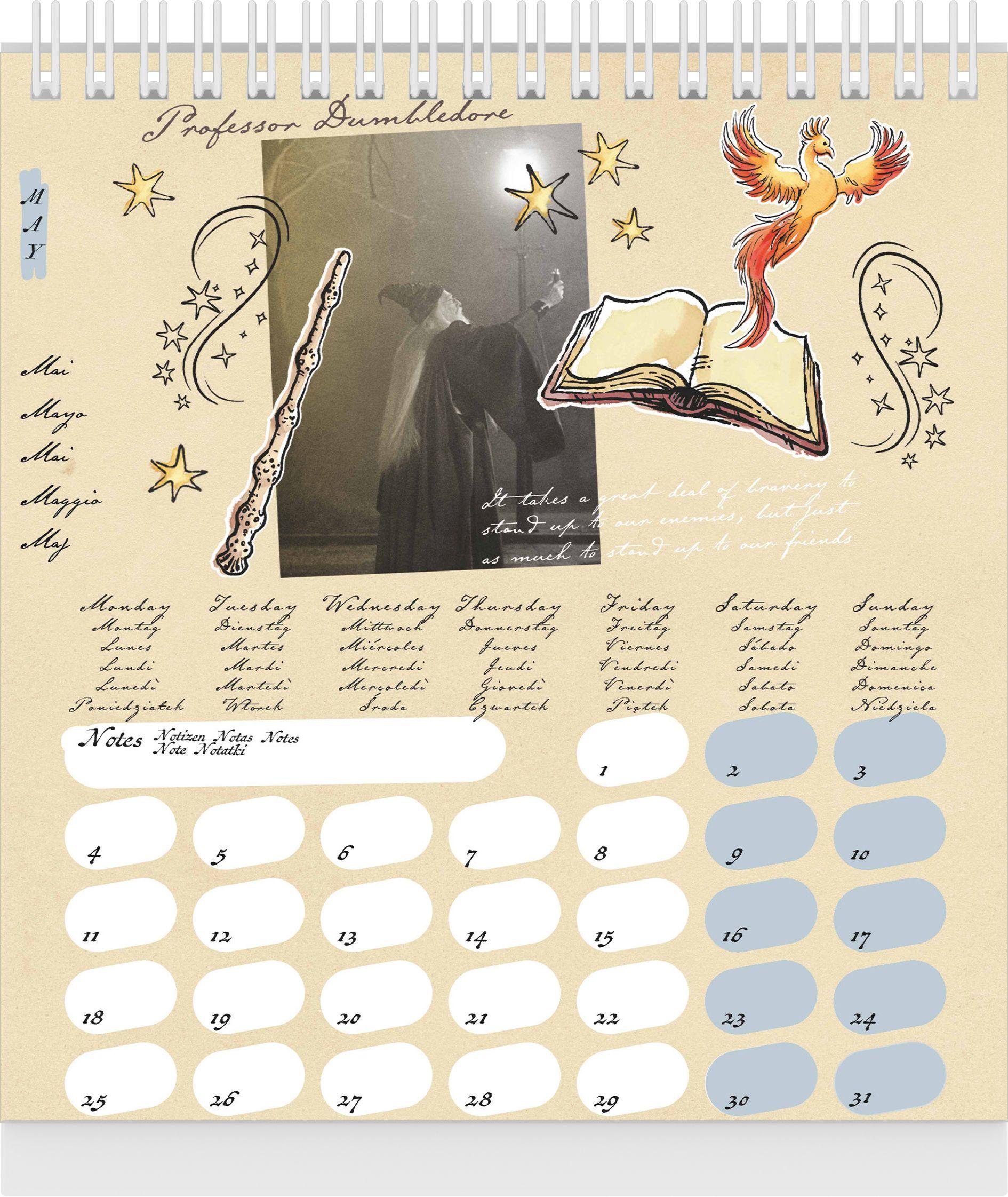 Beispielinhalt (Bild) HARRY POTTER - Tischaufstellkalender im Format 16 x 17