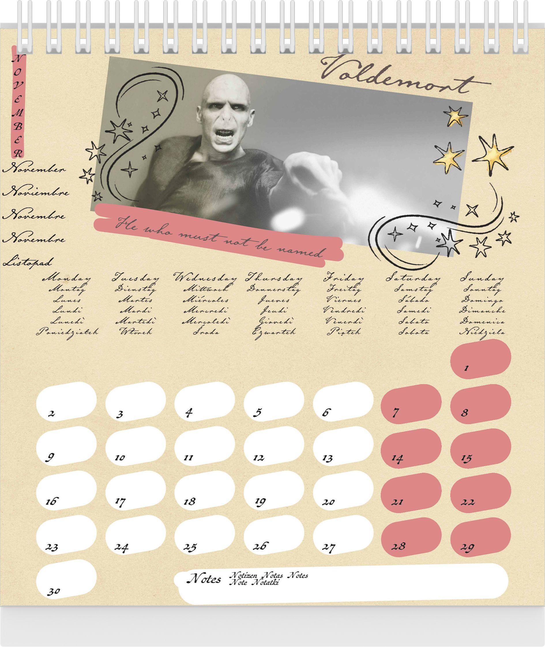 Beispielinhalt (Bild) HARRY POTTER - Tischaufstellkalender im Format 16 x 17