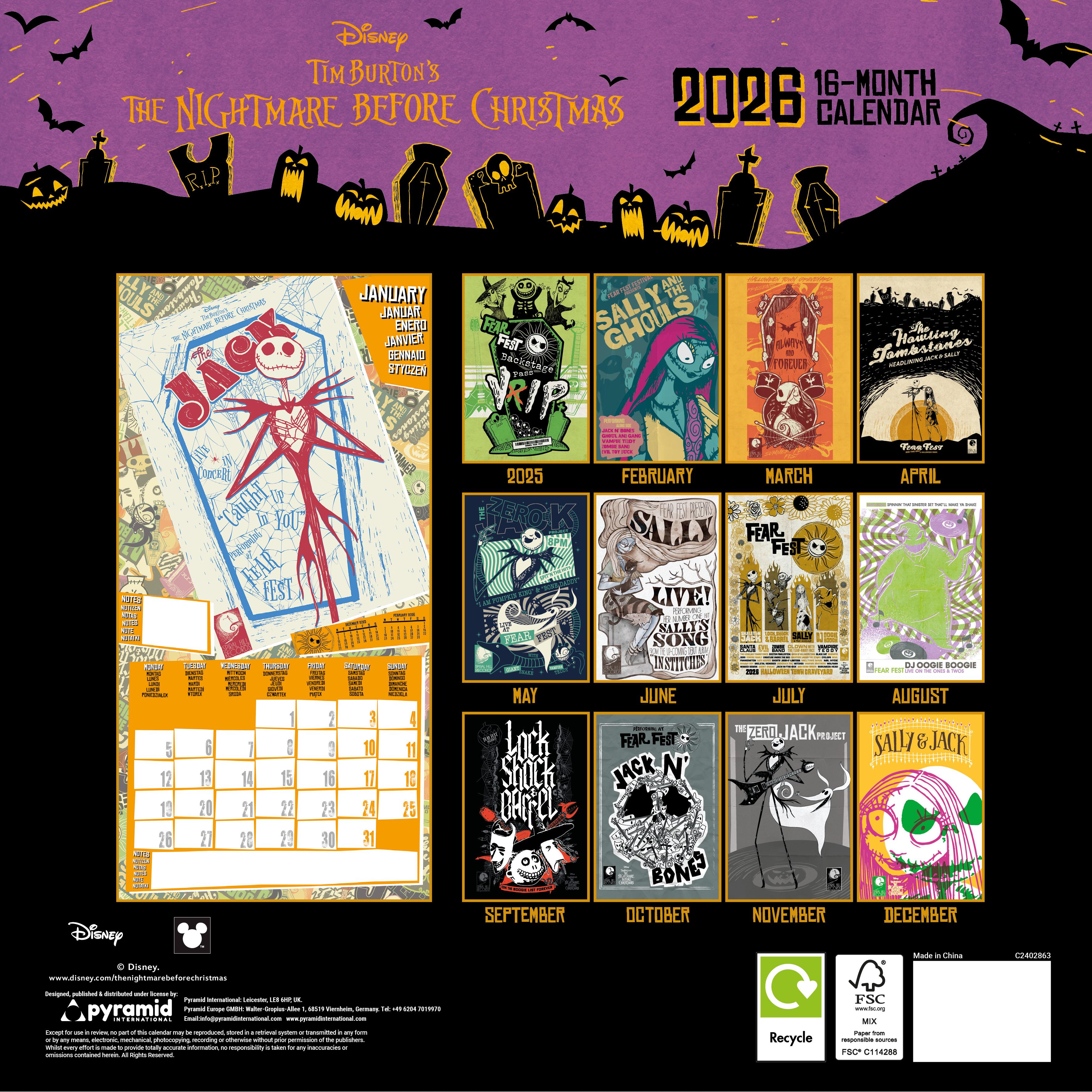 Rückseitencover THE NIGHTMARE BEFORE CHRISTMAS - Broschürenkalender im Format 30 x 30