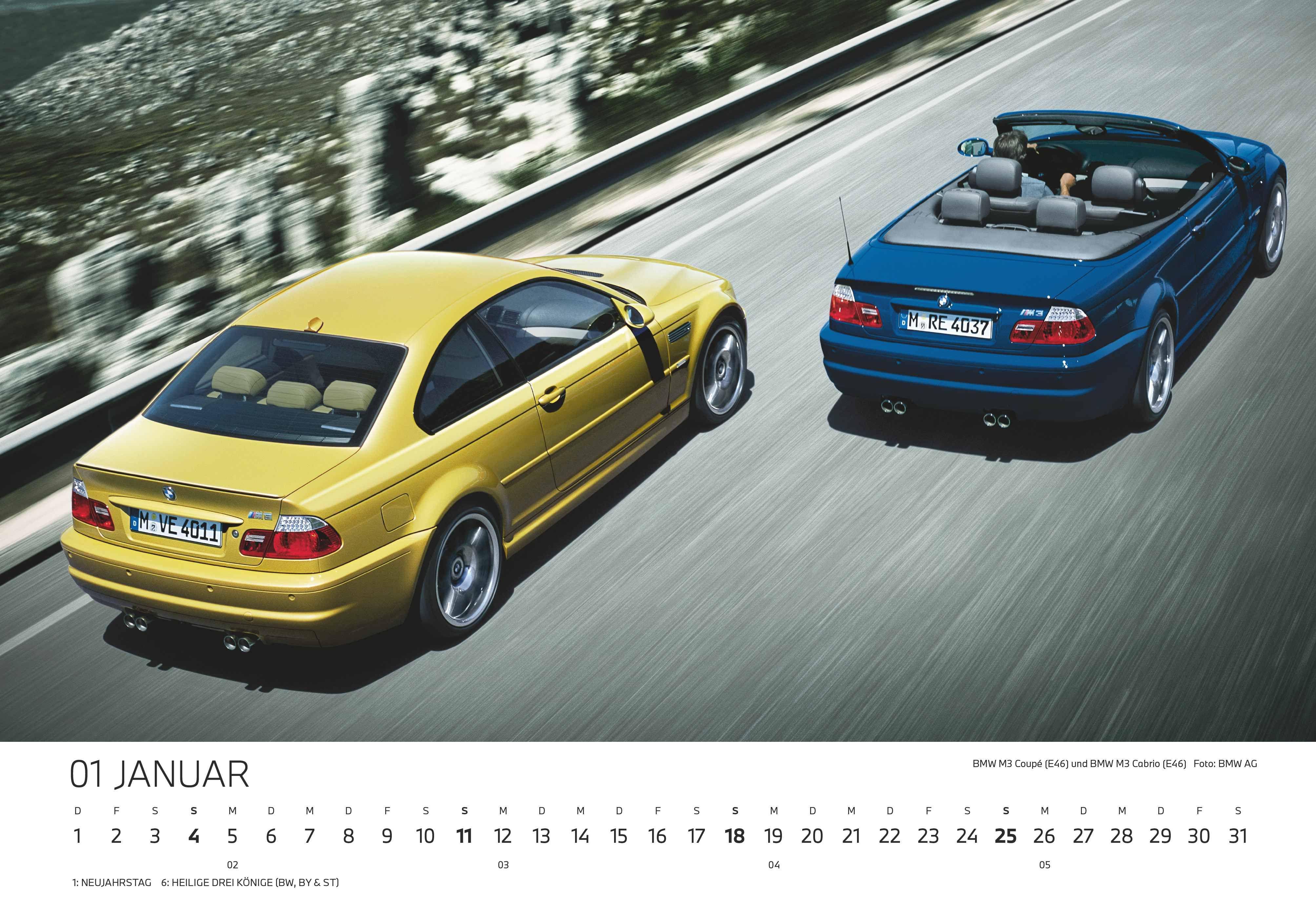 Beispielinhalt (Bild) BMW Classic Wandkalender 2026 DE