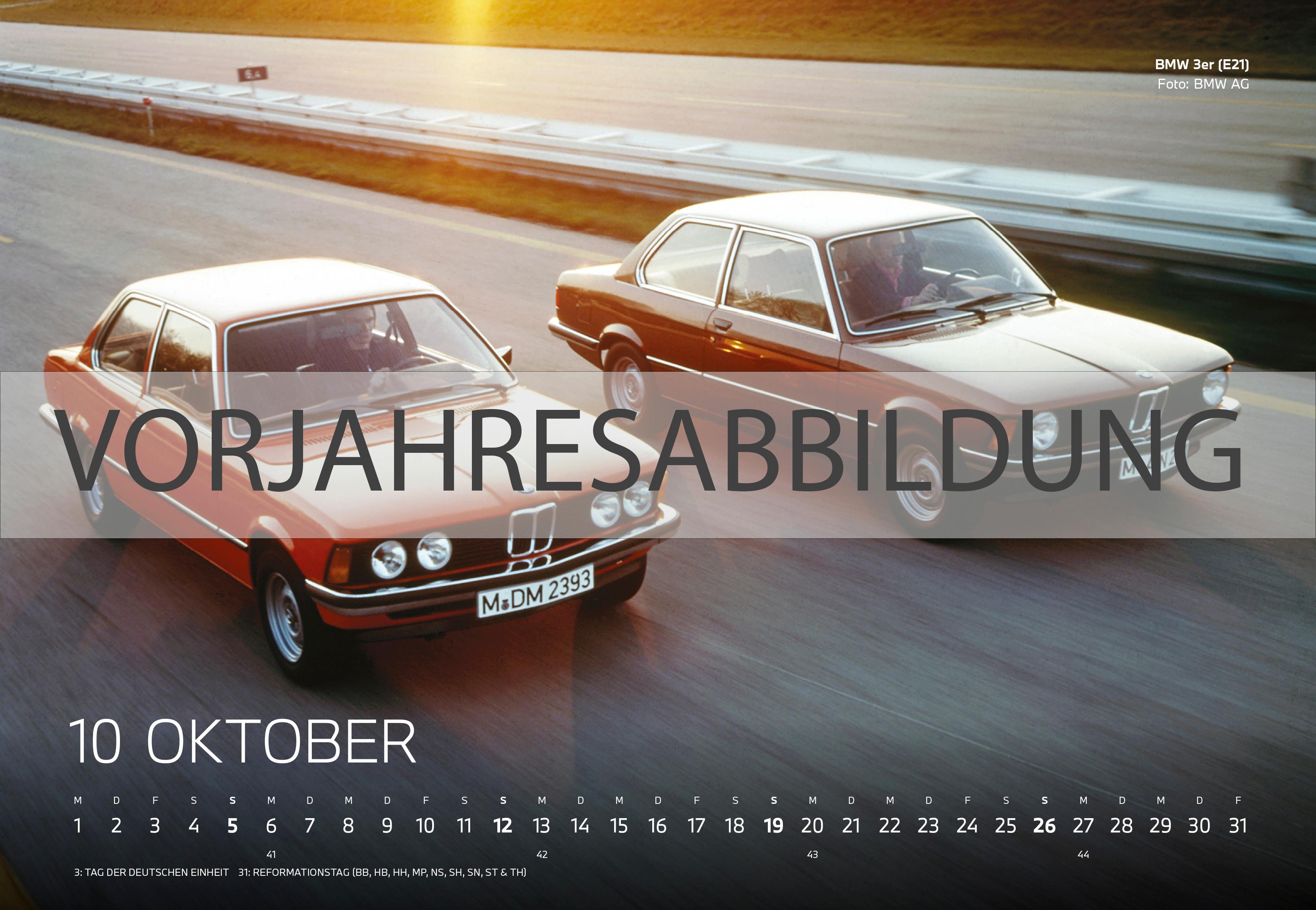 Beispielinhalt (Bild) BMW Classic Wandkalender 2026 DE