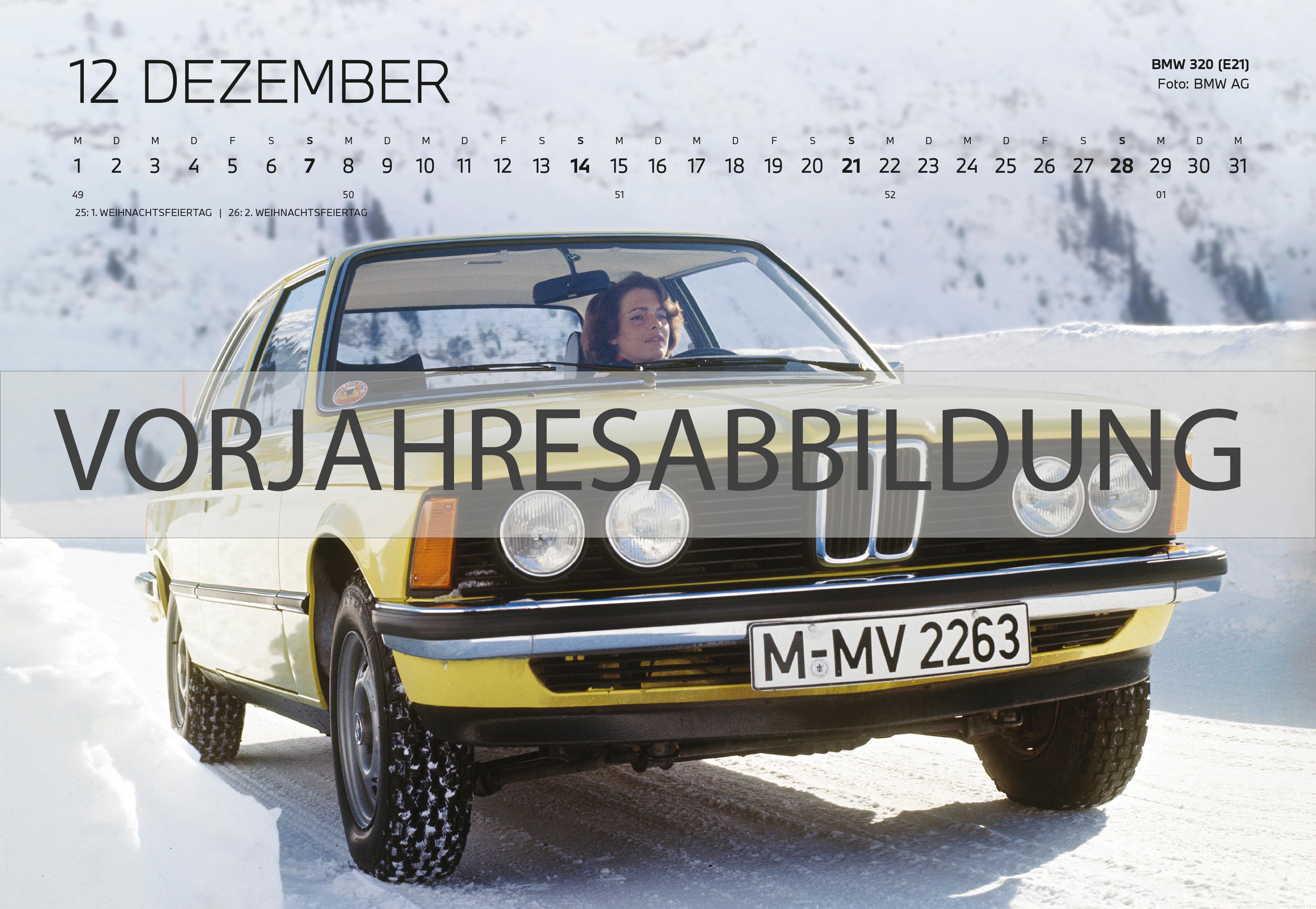 Beispielinhalt (Bild) BMW Classic Wandkalender 2026 DE