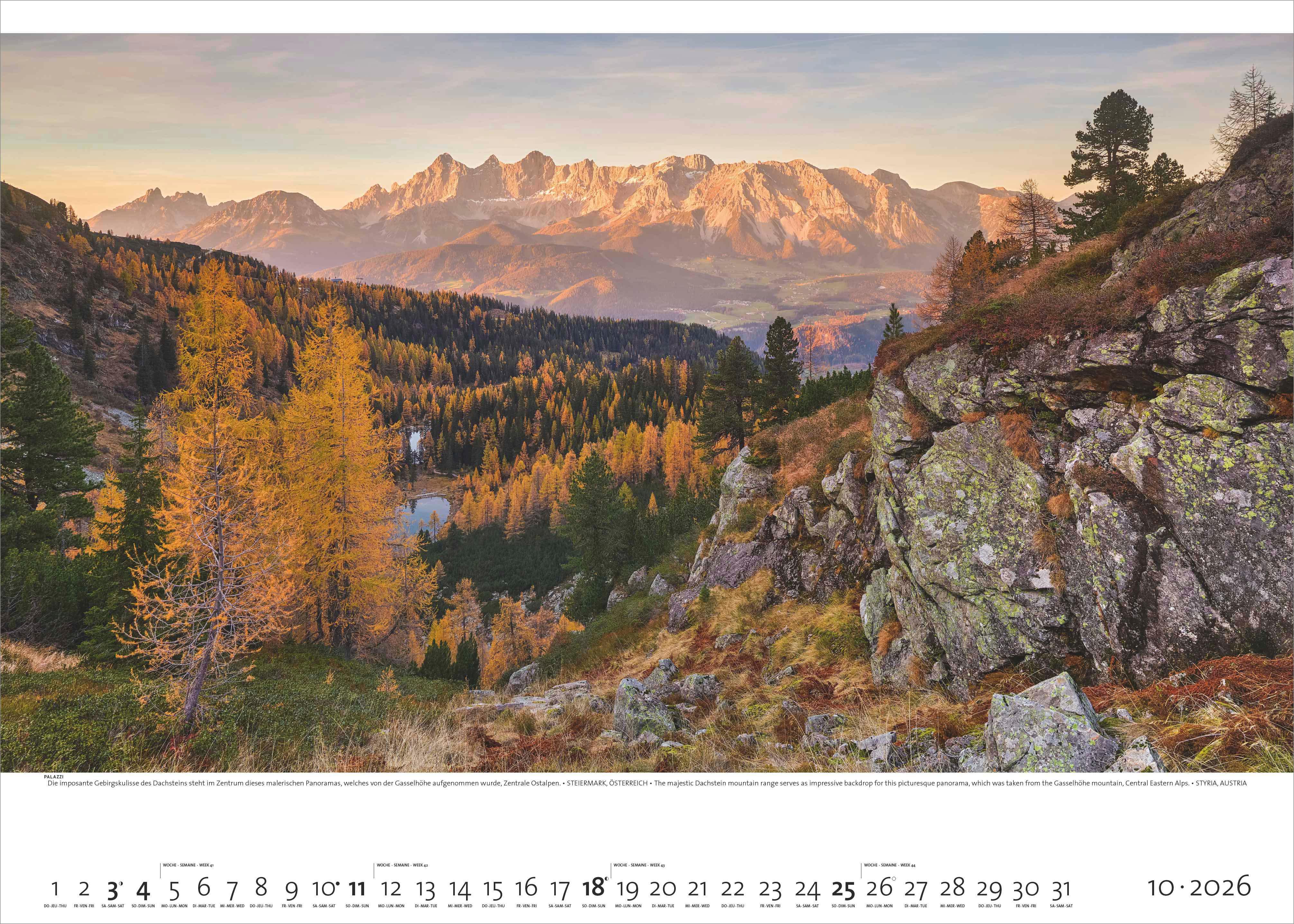 Beispielinhalt (Bild) Faszination Alpen 2026 - Bild-Kalender - Poster-Kalender - 70x50
