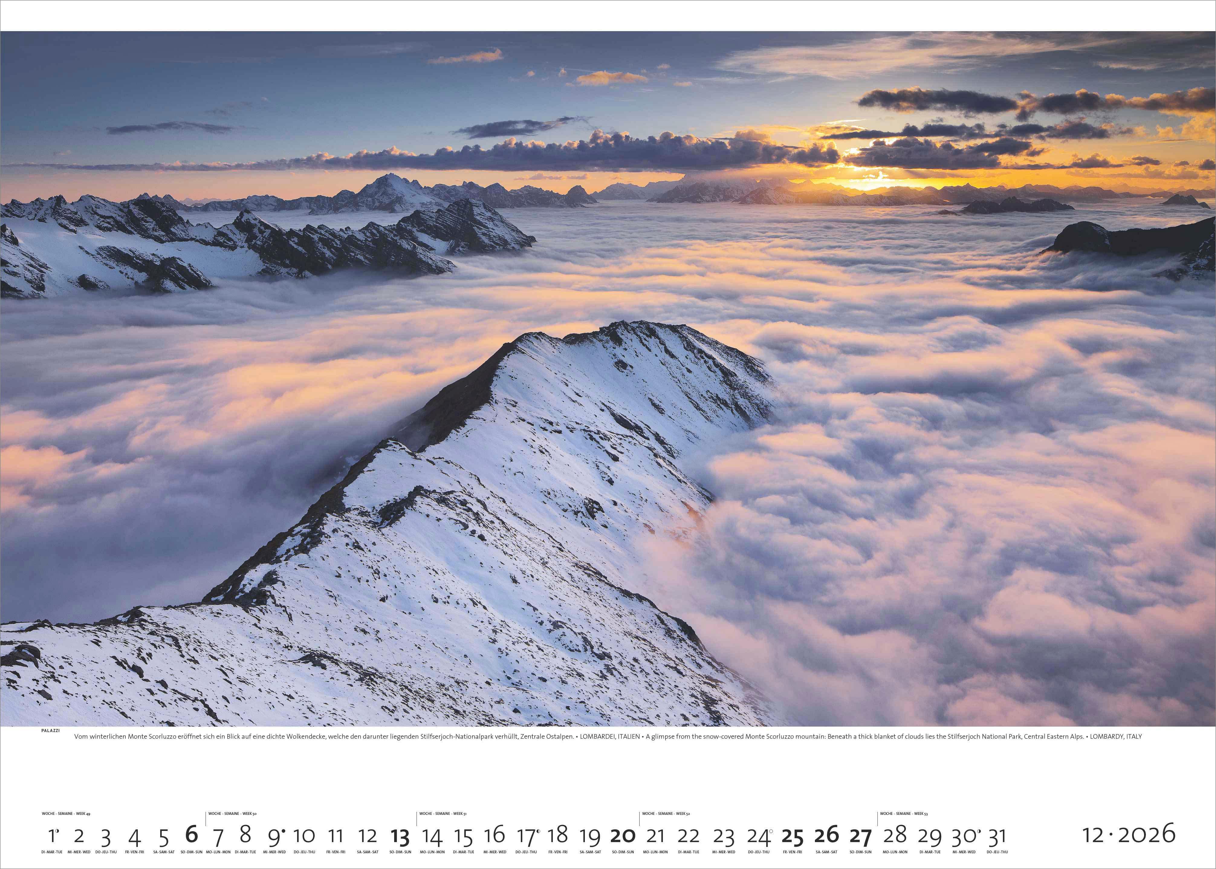 Beispielinhalt (Bild) Faszination Alpen 2026 - Bild-Kalender - Poster-Kalender - 70x50