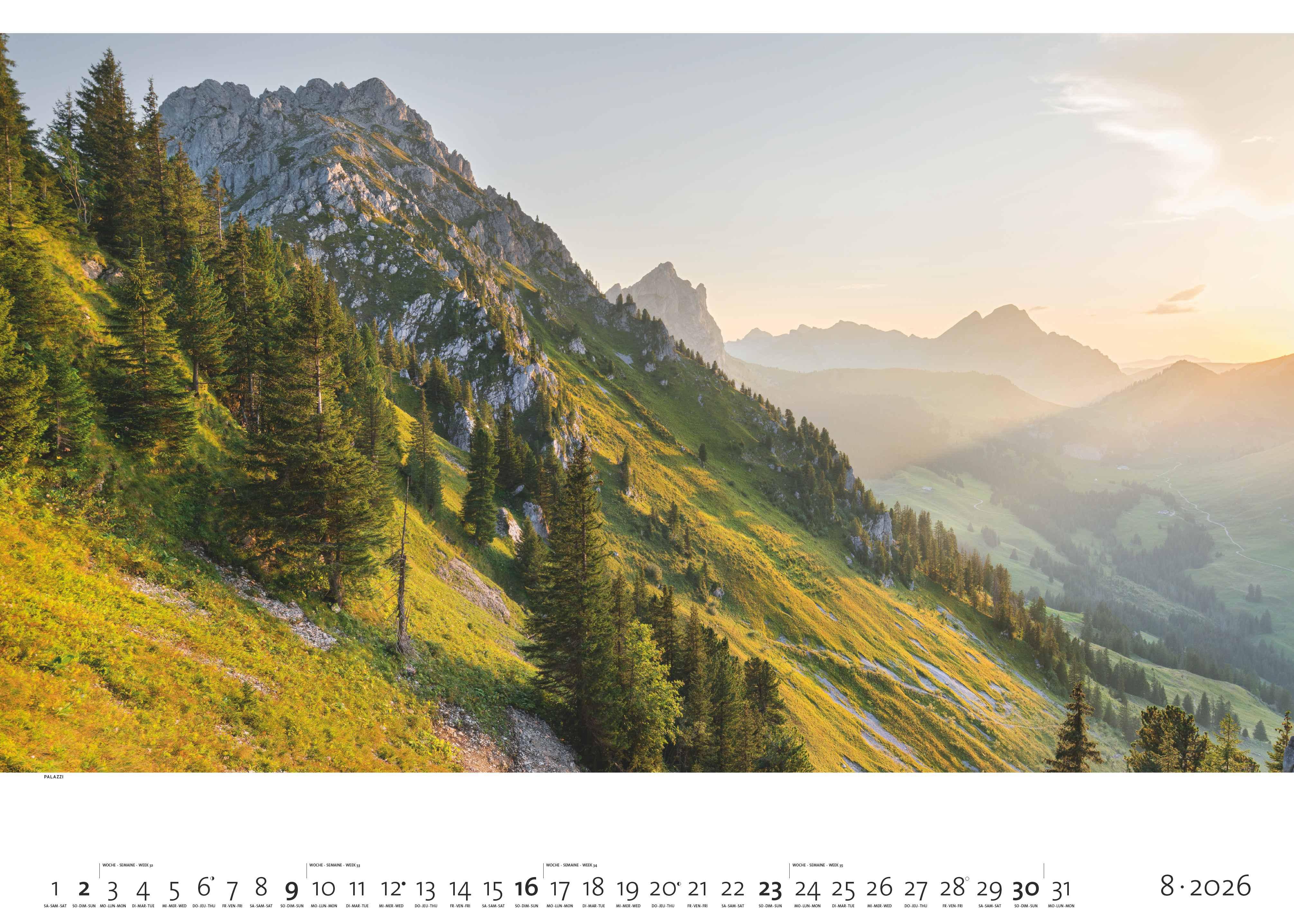 Beispielinhalt (Bild) Faszination Alpen 2026 - Bild-Kalender - Poster-Kalender - 70x50