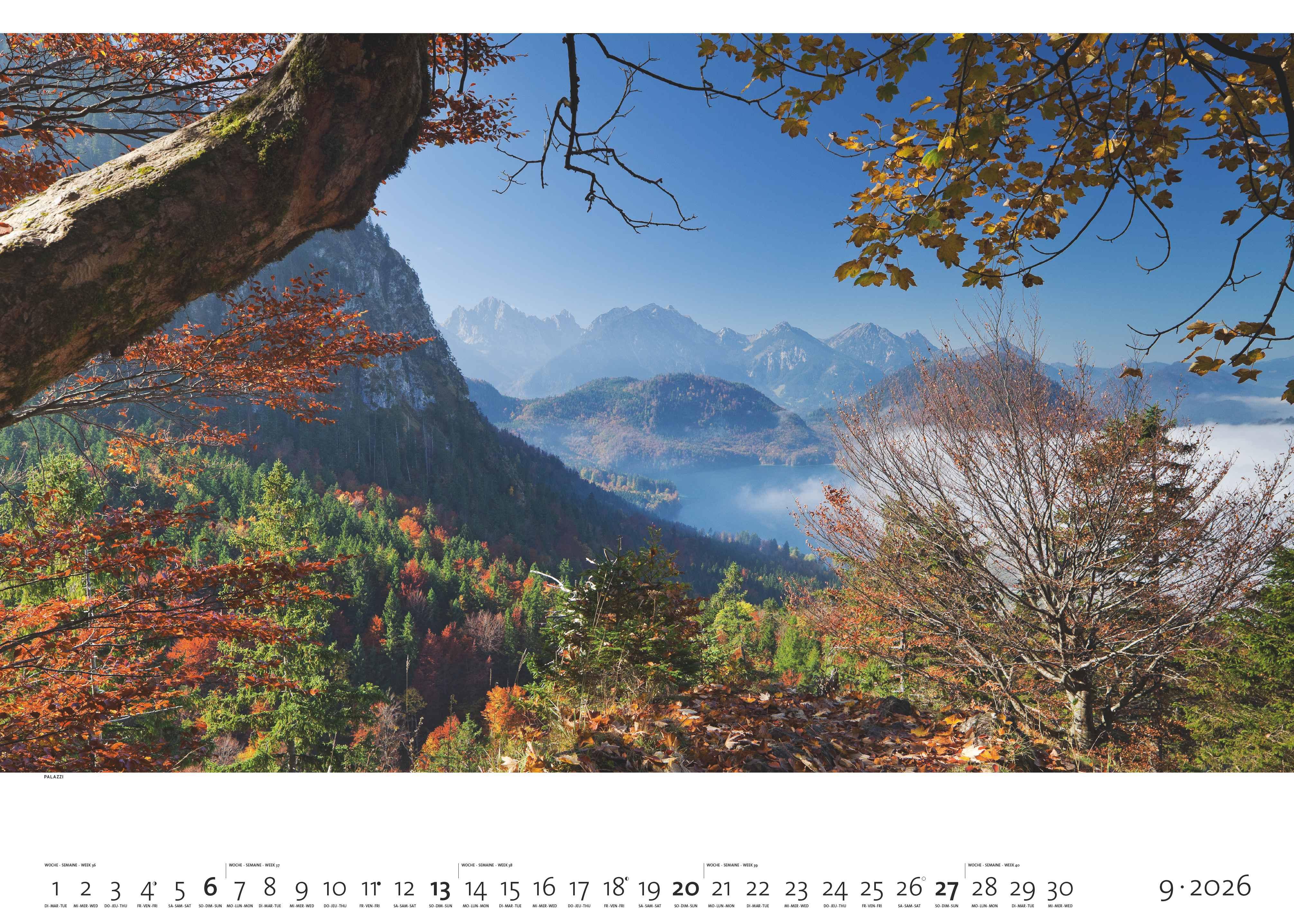 Beispielinhalt (Bild) Faszination Alpen 2026 - Bild-Kalender - Poster-Kalender - 70x50