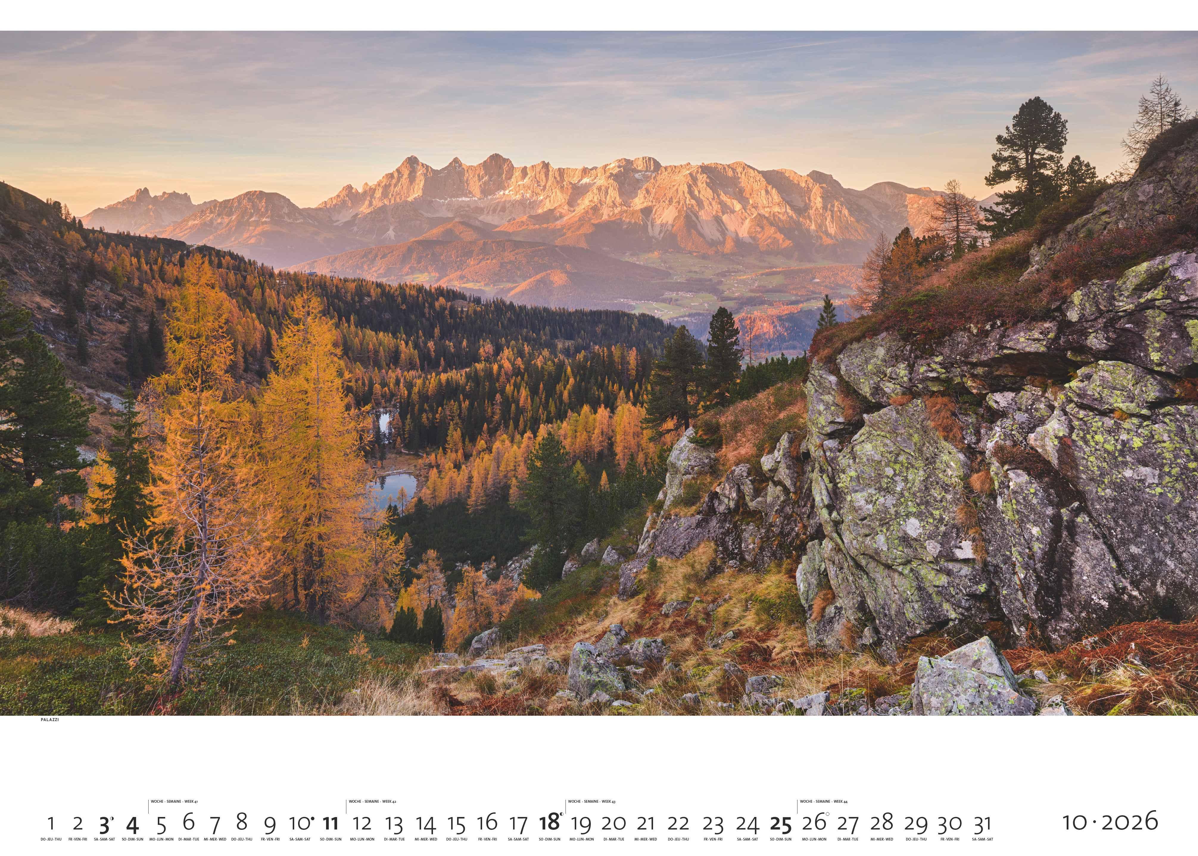 Beispielinhalt (Bild) Faszination Alpen 2026 - Bild-Kalender - Poster-Kalender - 70x50