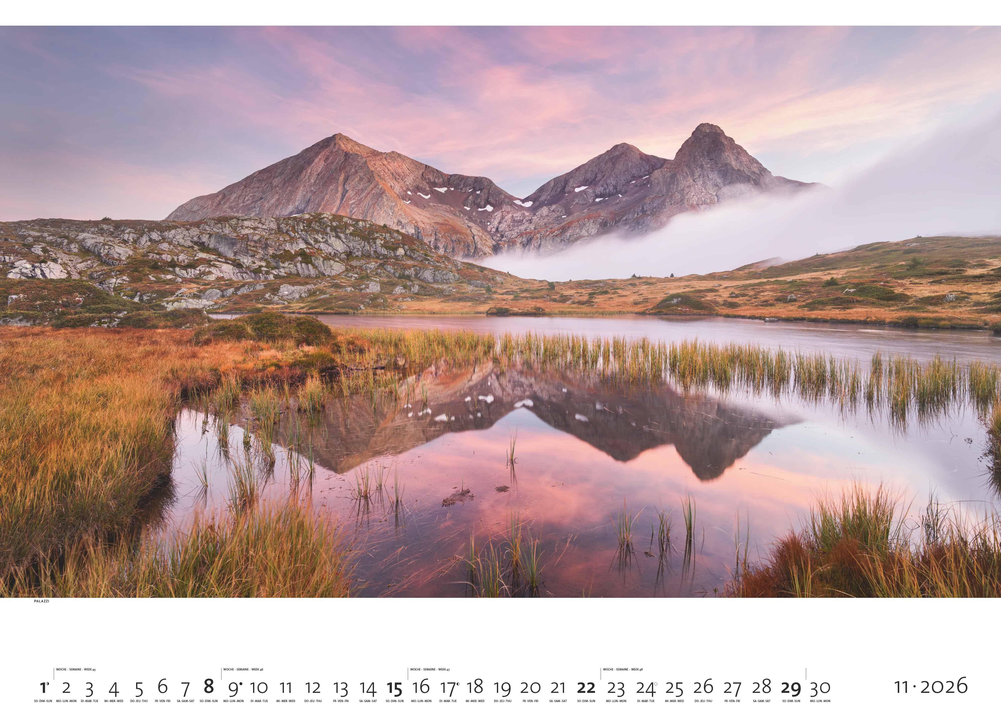 Beispielinhalt (Bild) Faszination Alpen 2026 - Bild-Kalender - Poster-Kalender - 70x50