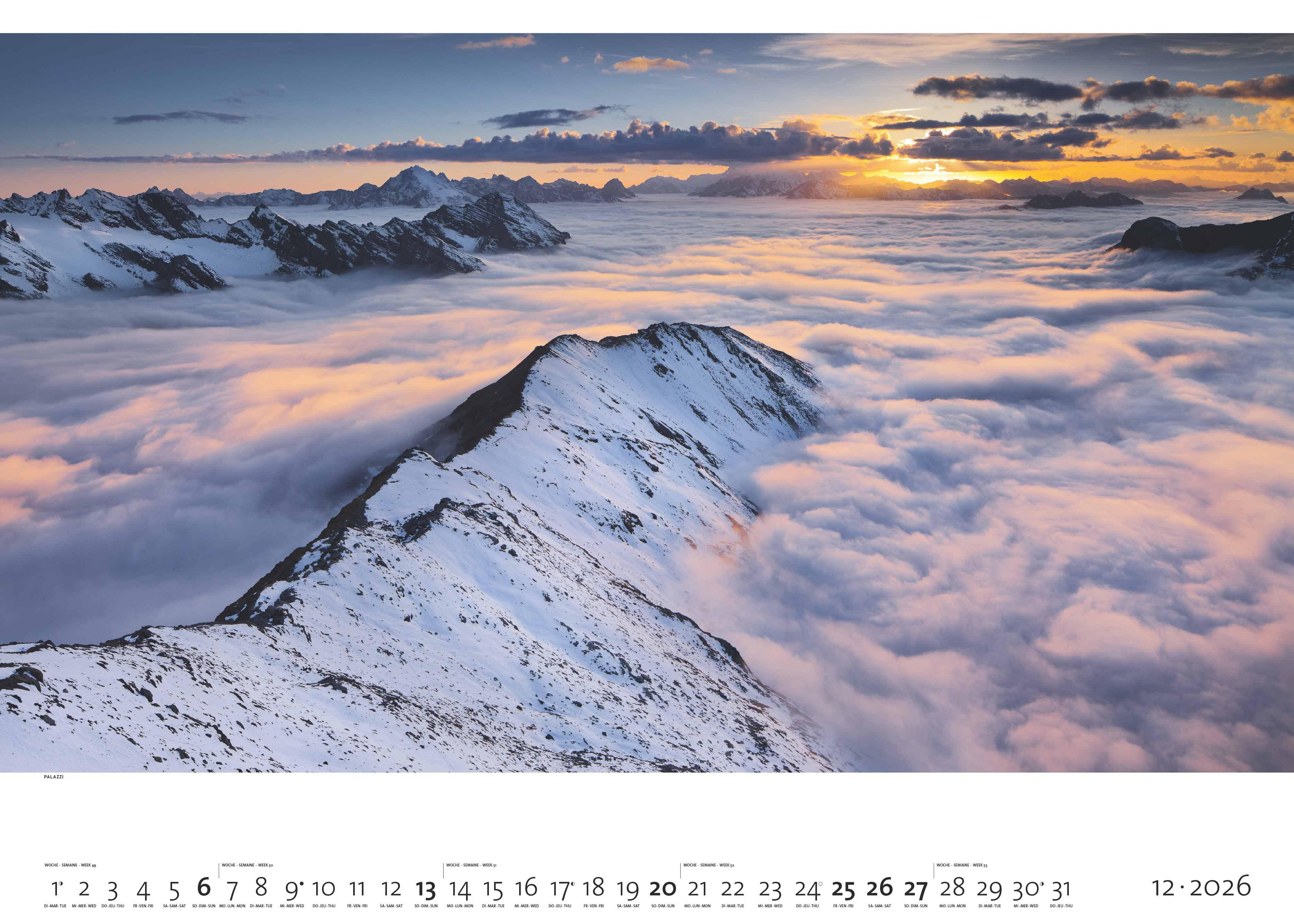 Beispielinhalt (Bild) Faszination Alpen 2026 - Bild-Kalender - Poster-Kalender - 70x50