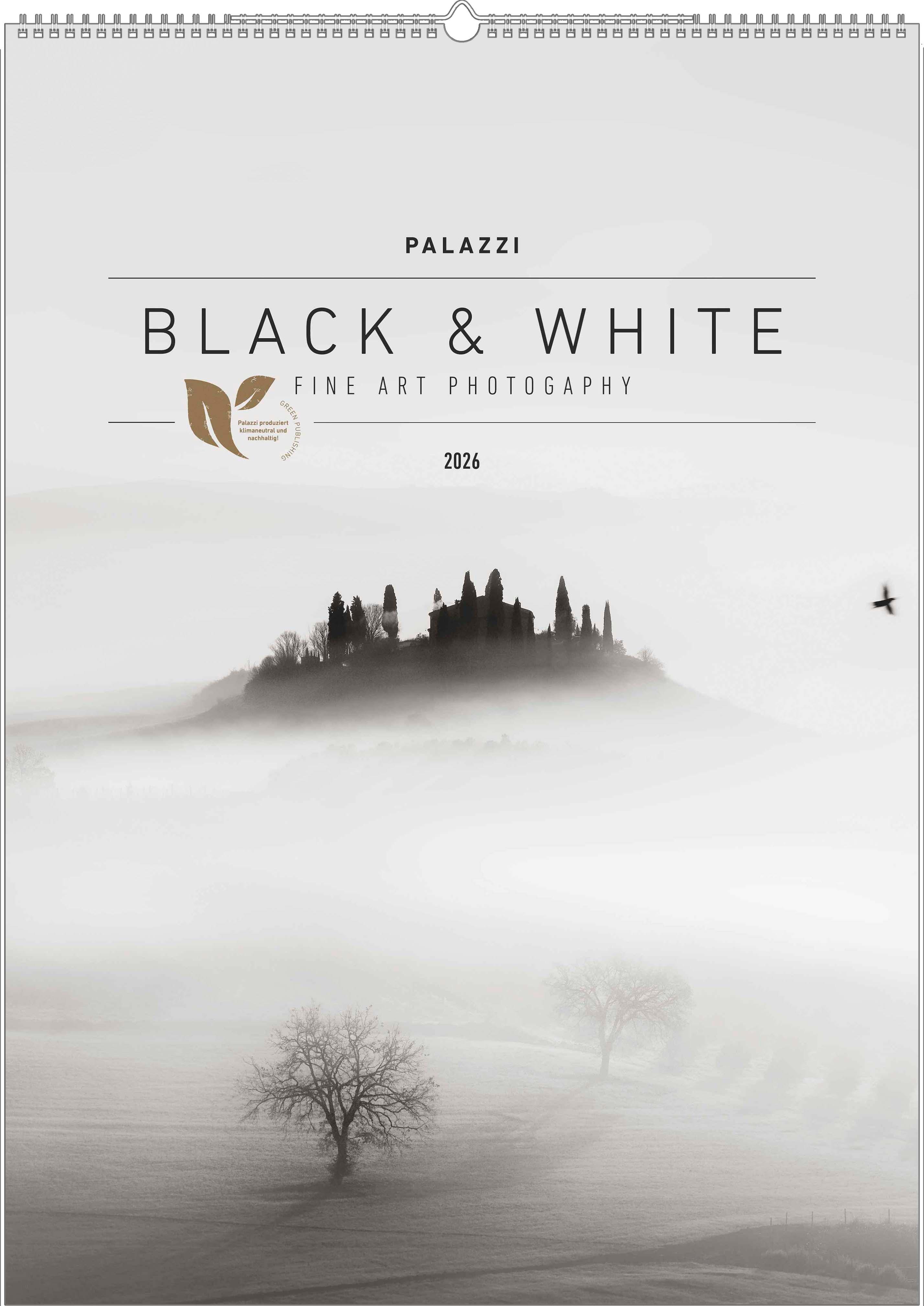 Vorderes Coverbild Black & White 2026 - Bildkalender 50x70 cm - Wandkalender XL - schwarz-weiß - Kunst - Hochformat - Palazzi
