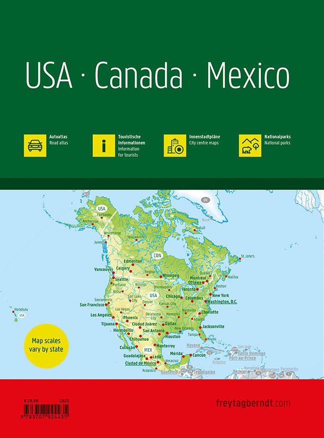 Rückseitencover USA - Canada - Mexico, Autoatlas 1:400.000 - 1:16.000.000, 2026/2027, freytag & berndt