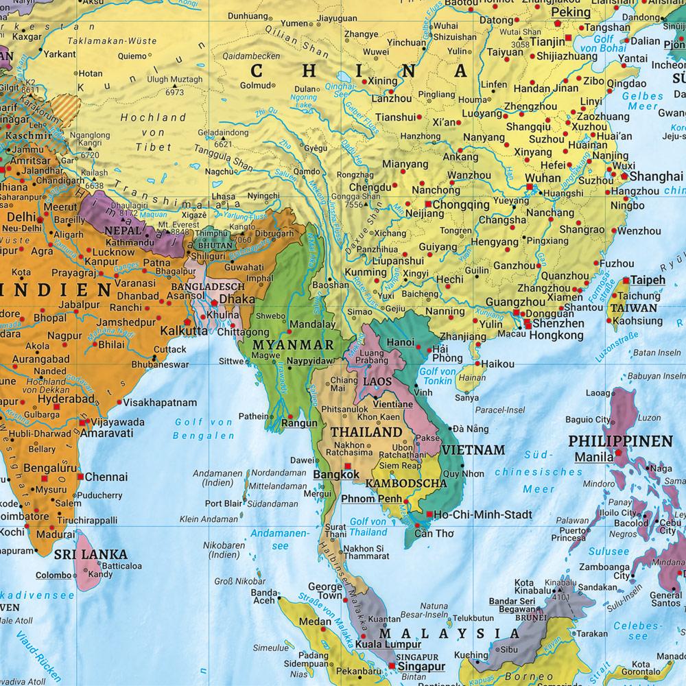 Beispielinhalt (Bild) Weltkarte, politisch - physisch, 1:20.000.000, gefaltet, freytag & berndt