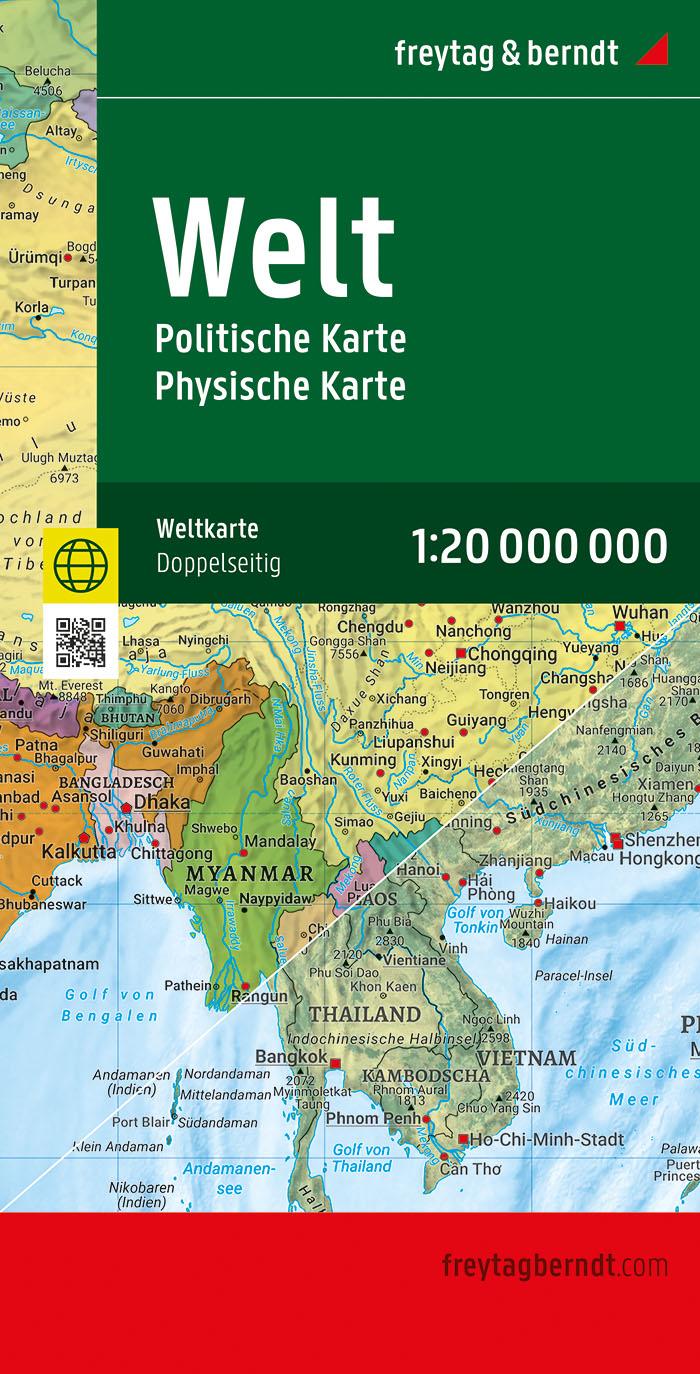 Vorderes Coverbild Weltkarte, politisch - physisch, 1:20.000.000, gefaltet, freytag & berndt
