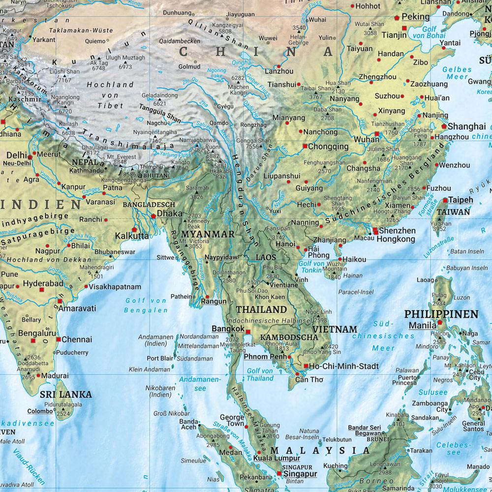 Beispielinhalt (Bild) Weltkarte, politisch - physisch, 1:20.000.000, Poster, freytag & berndt