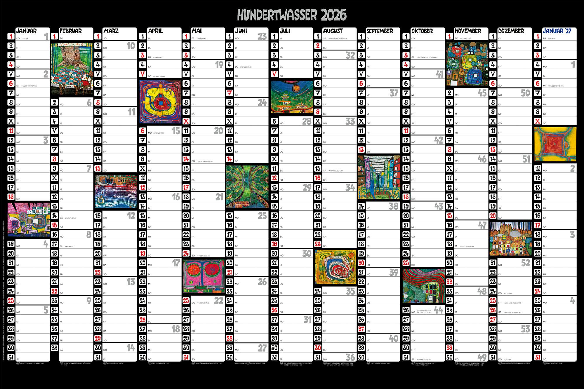 Vorderes Coverbild Hundertwasser Jahresplaner Art 2026