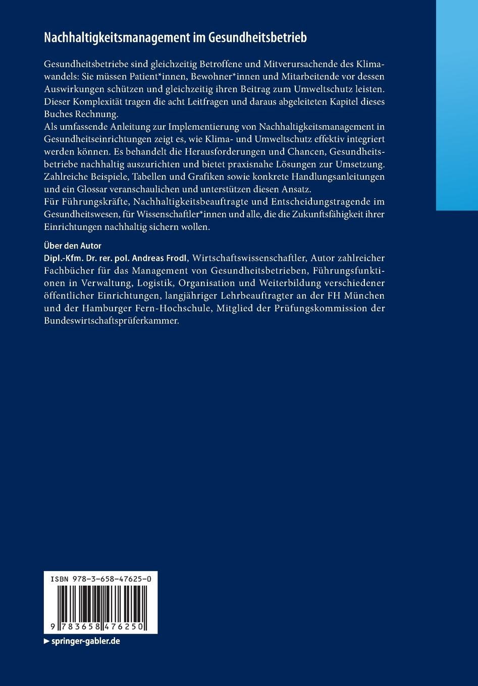 Rückseitencover Nachhaltigkeitsmanagement im Gesundheitsbetrieb