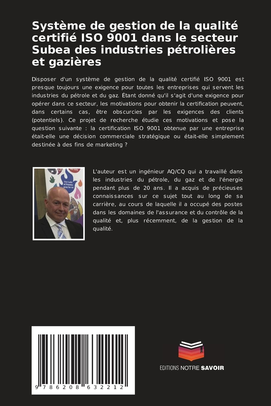 Rückseitencover Système de gestion de la qualité certifié ISO 9001 dans le secteur Subea des industries pétrolières et gazières