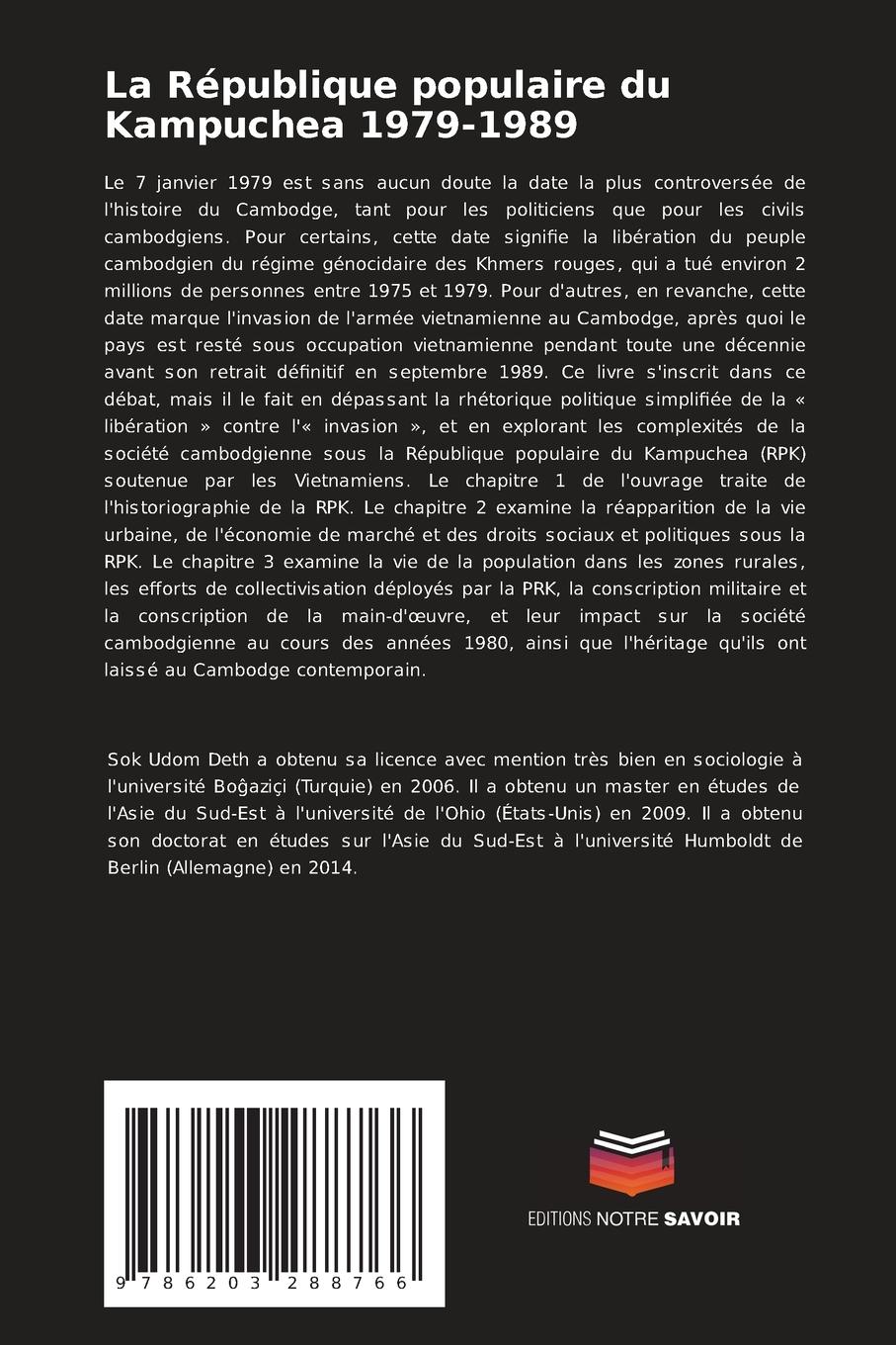 Rückseitencover La République populaire du Kampuchea 1979-1989