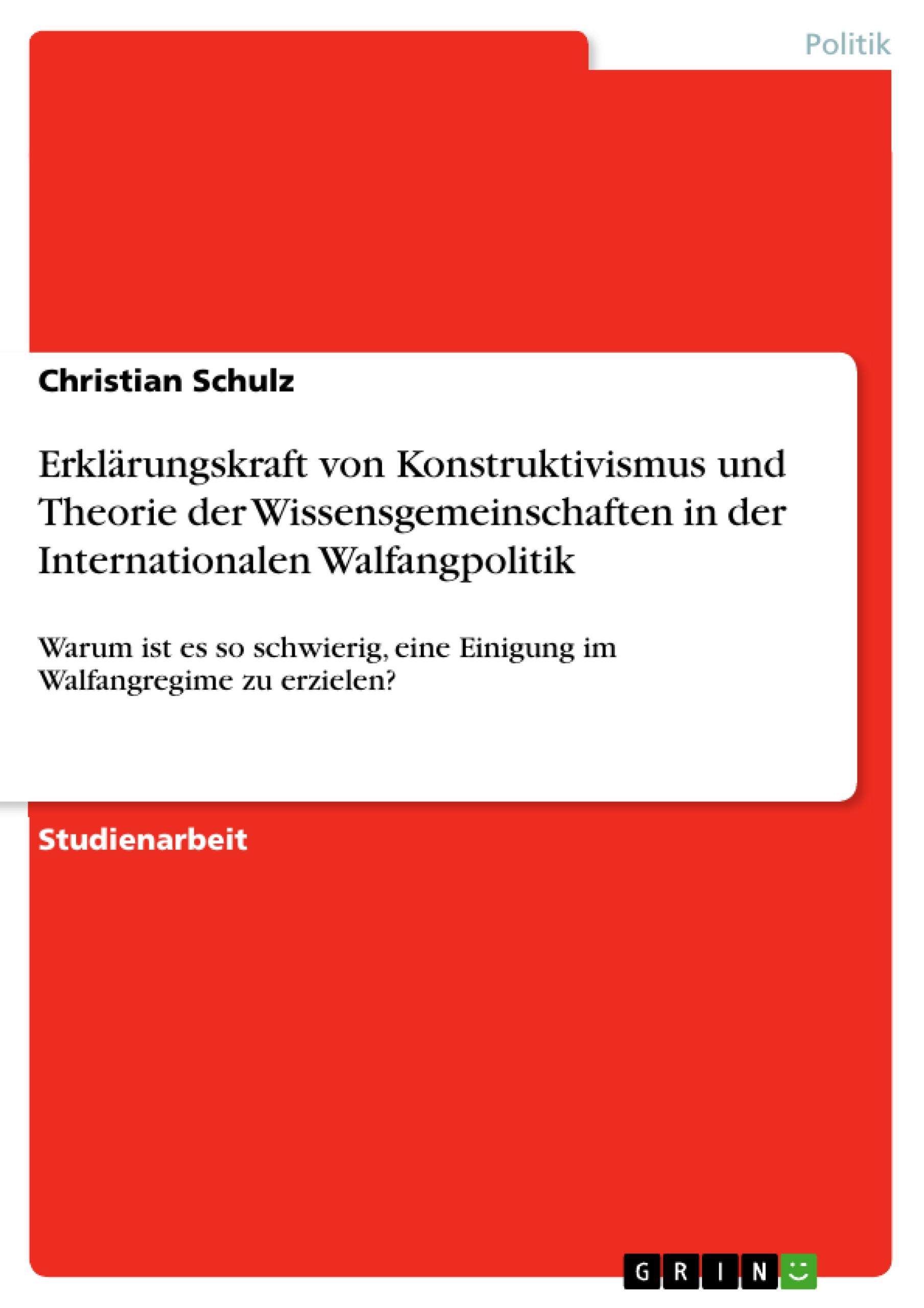 Vorderes Coverbild Erklärungskraft von Konstruktivismus und  Theorie der Wissensgemeinschaften in der Internationalen Walfangpolitik