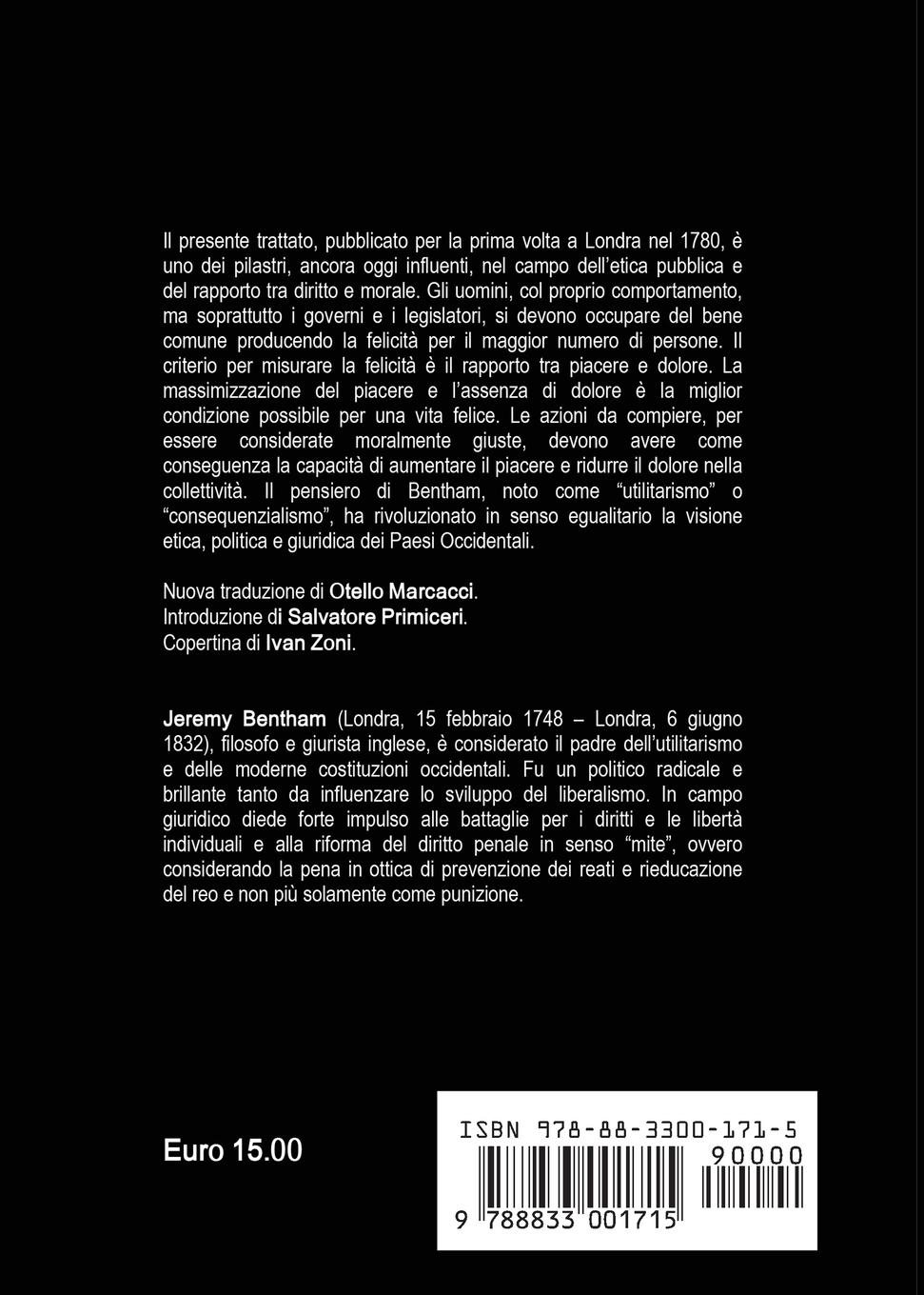 Rückseitencover Introduzione ai principi della morale e della legislazione